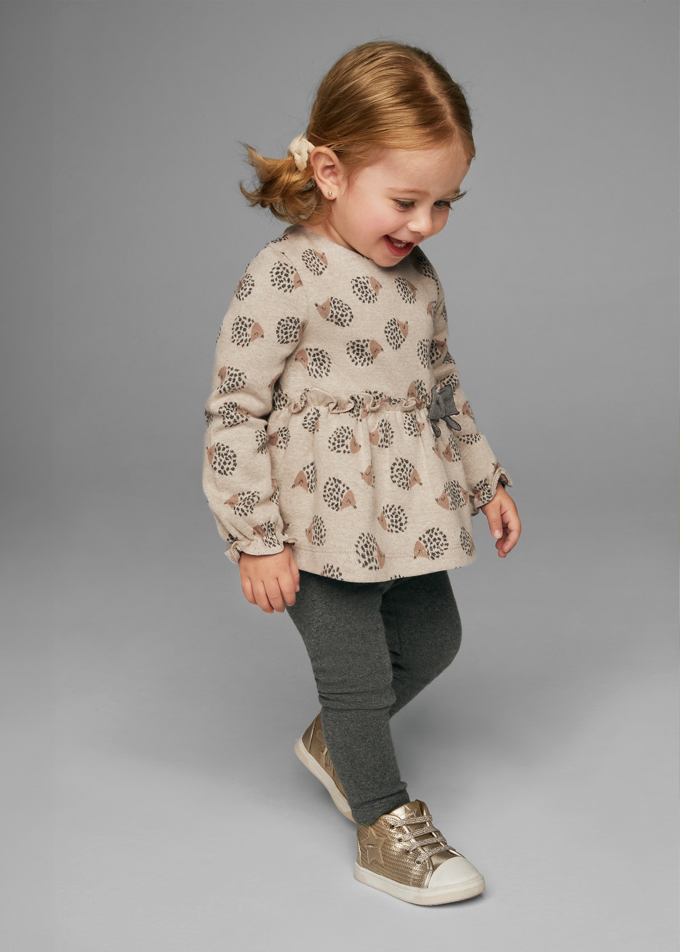 Baby Bow Sweater and Leggings Set Charcoal grey Mayoral