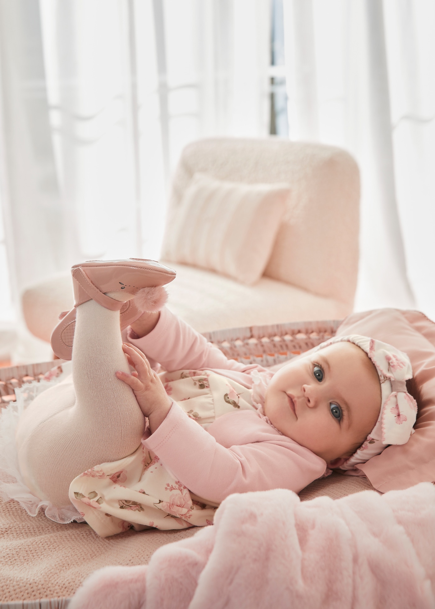 Newborn Girl Dress with Faux Cardigan