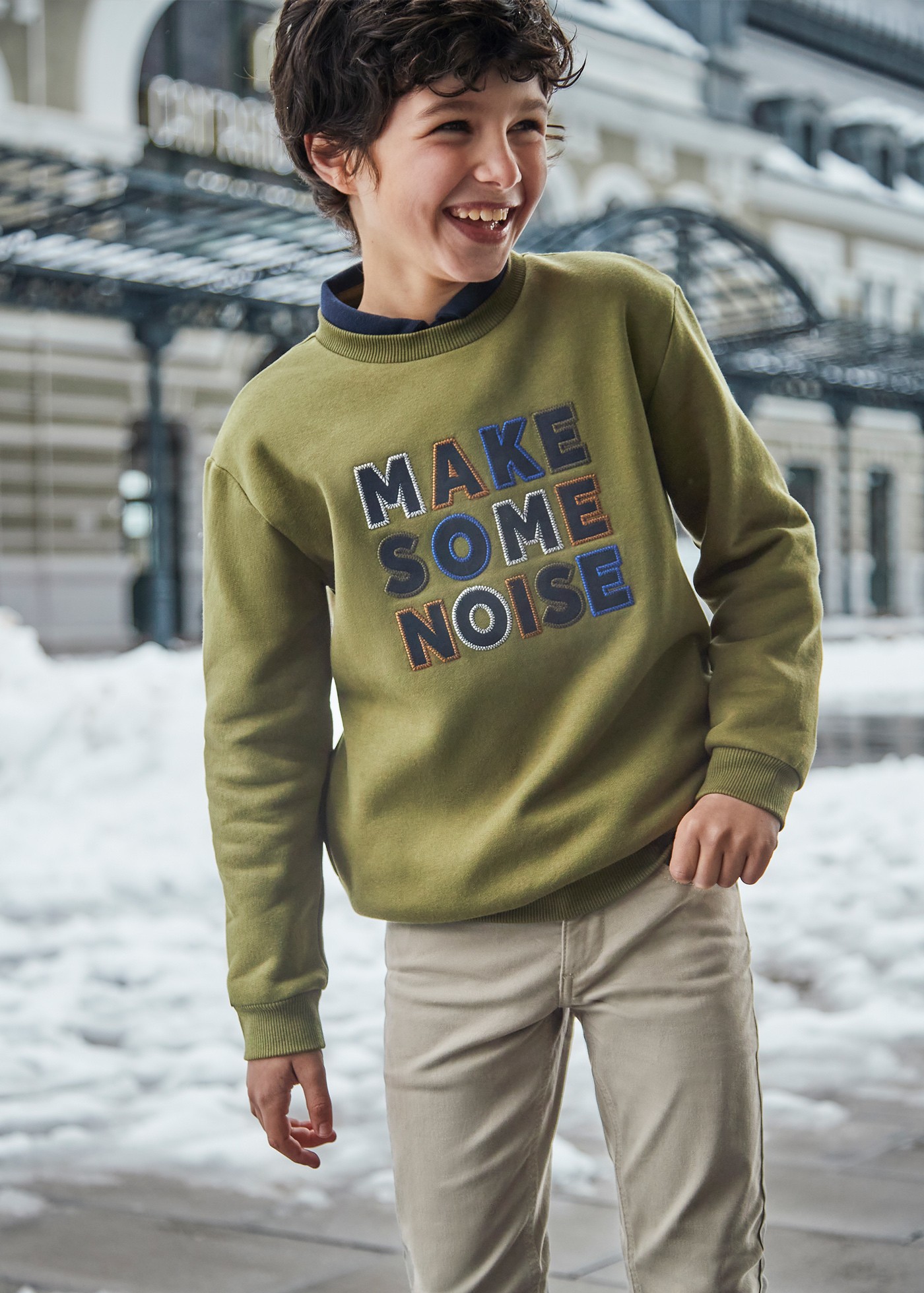 Boy Embroidered Text Jumper