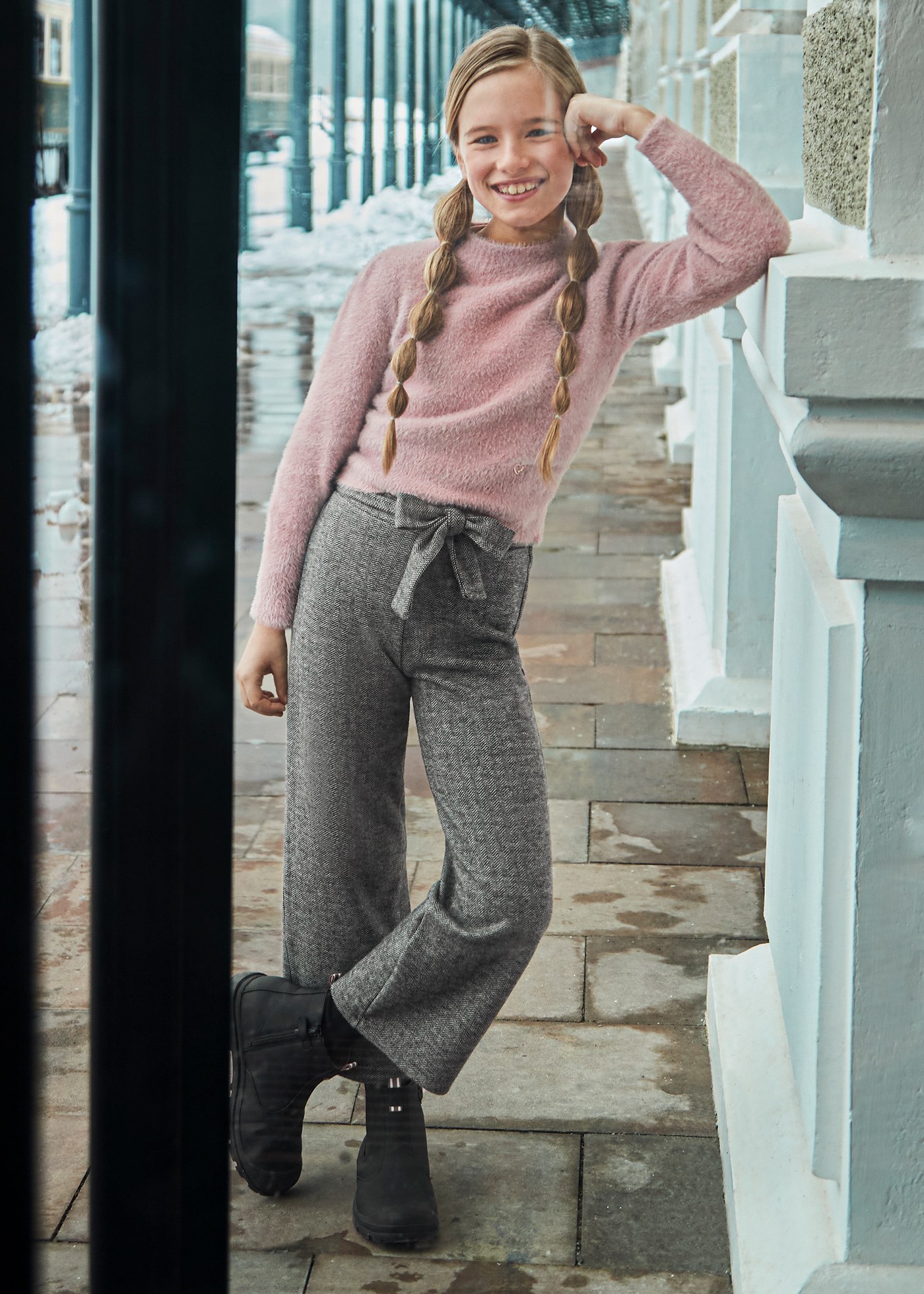 Jacquard knit pants for girls