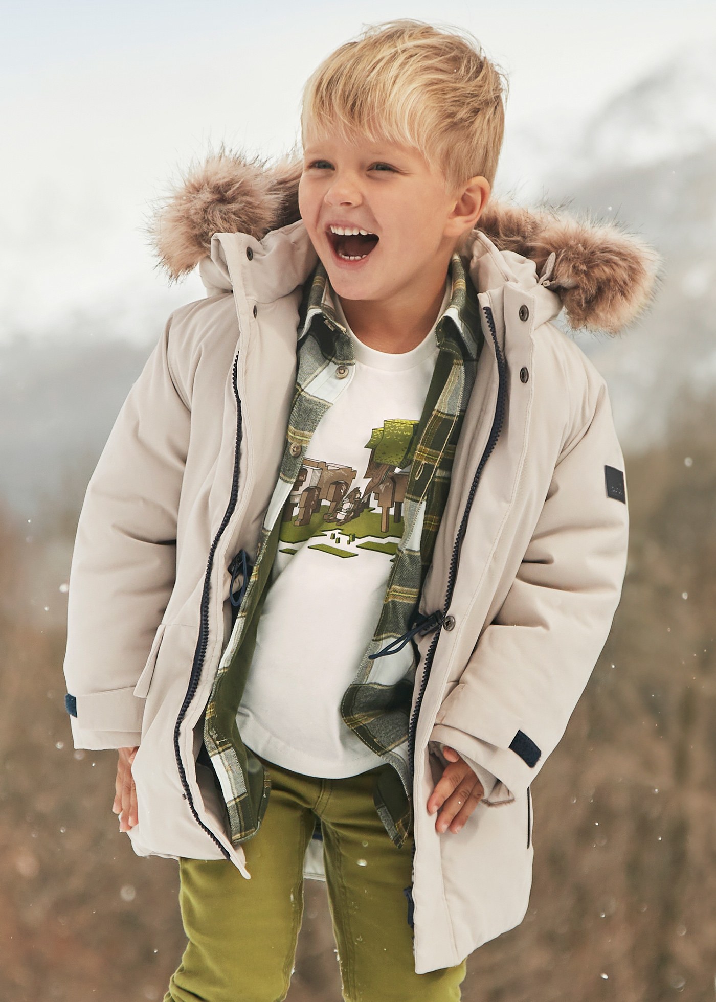 Boys fur hood parka on sale