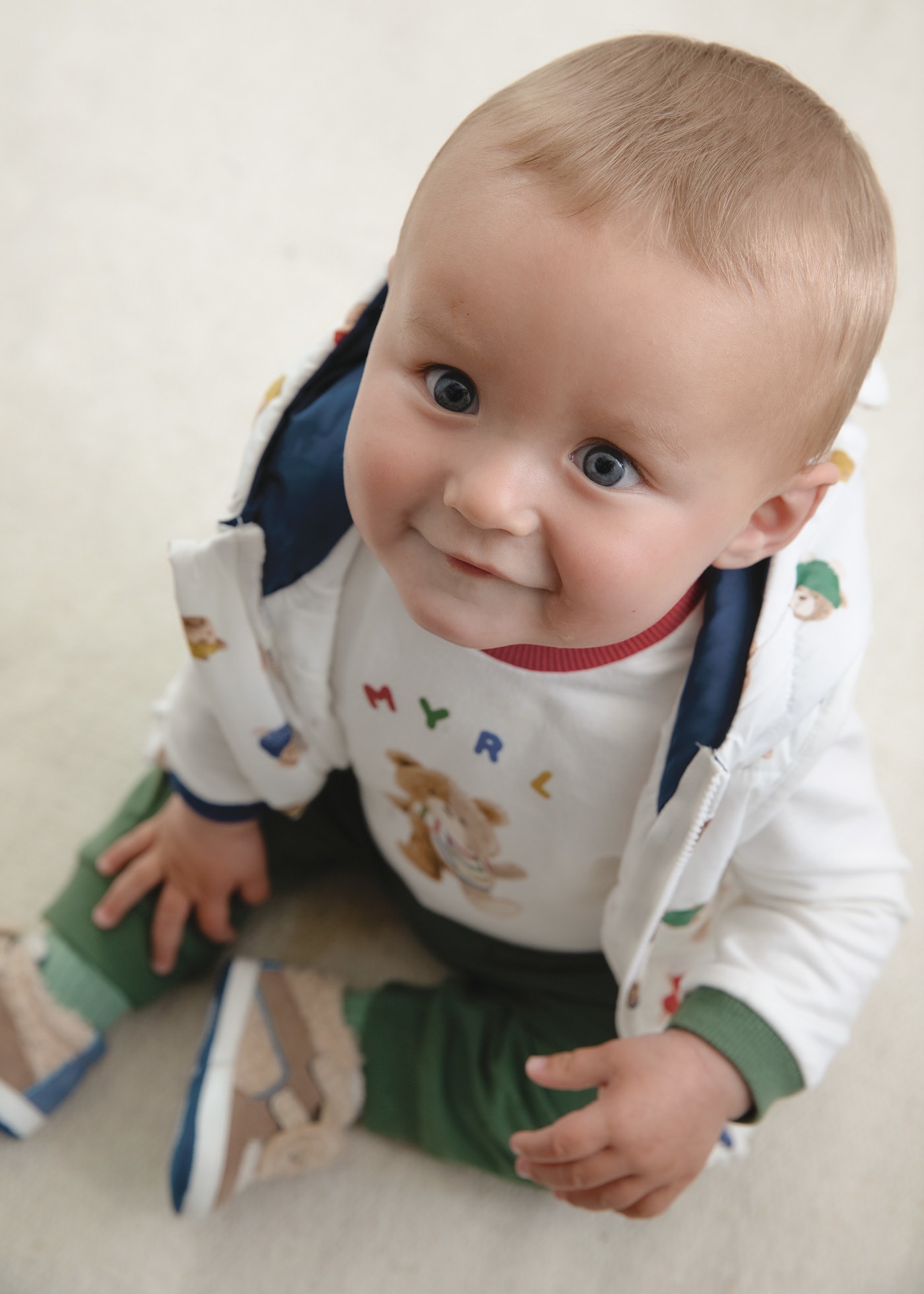 Tracksuit and printed vest newborn baby boy