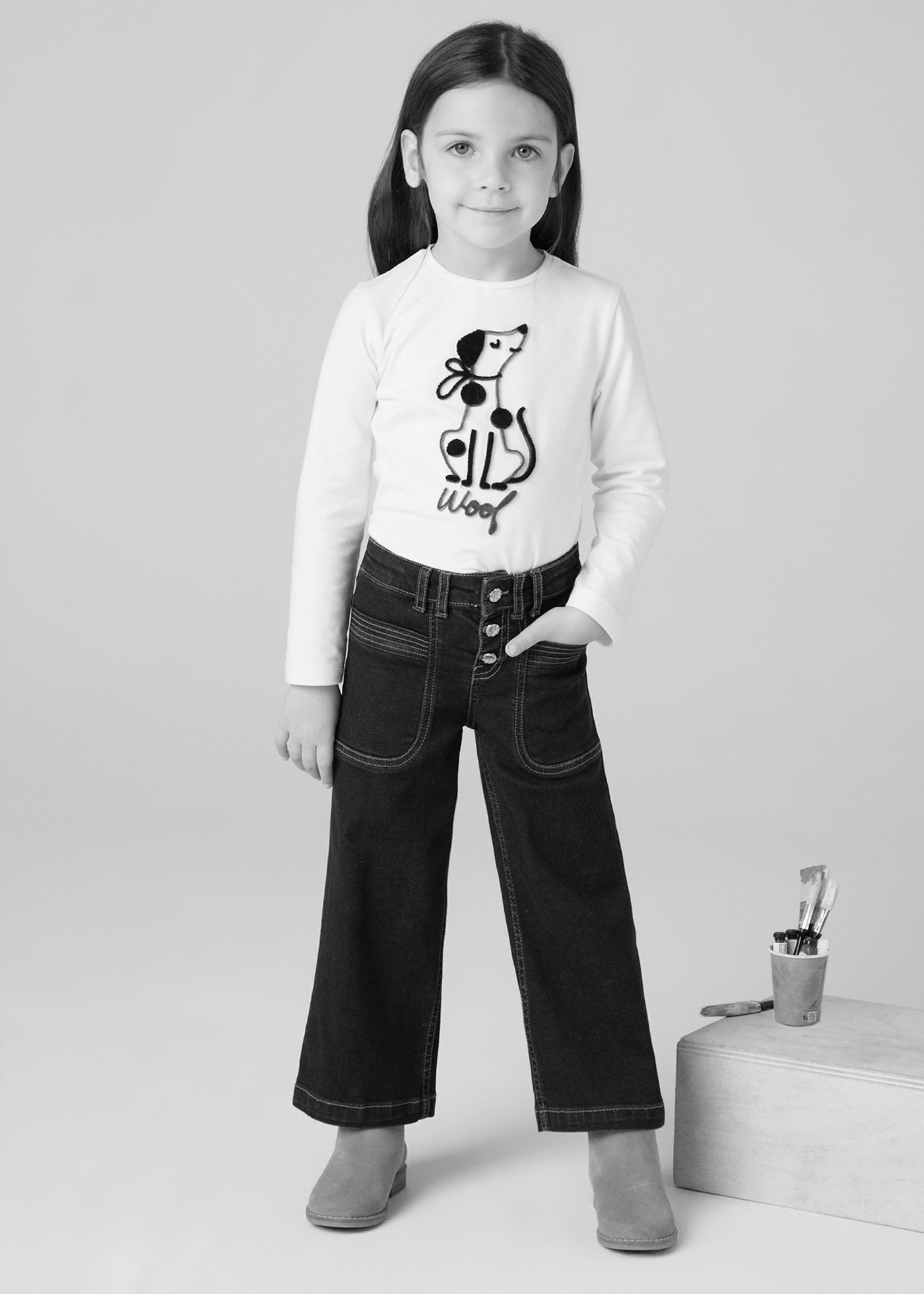 Pantalón denim acampanado niña