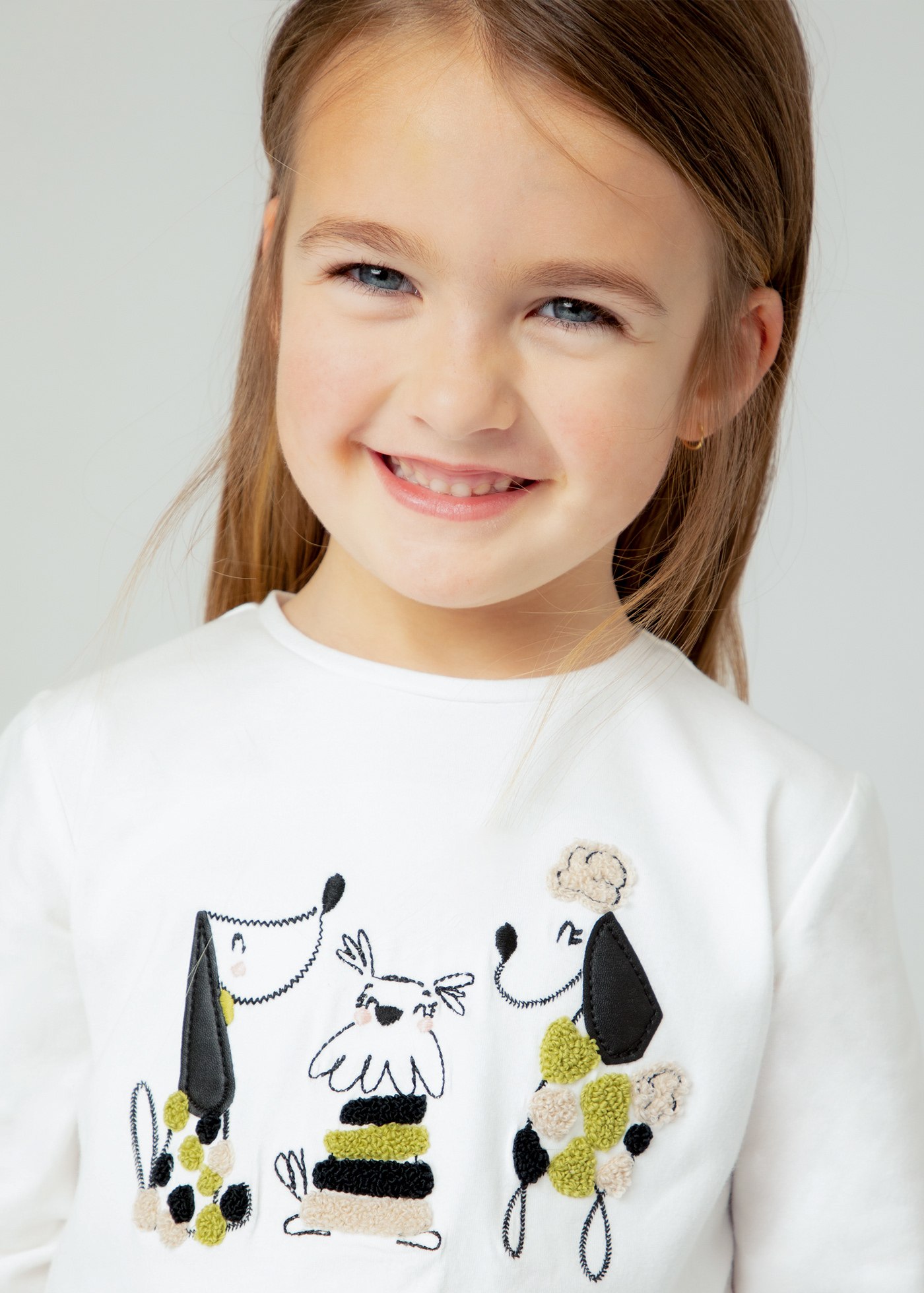 Dogs embroidered T-shirt girls