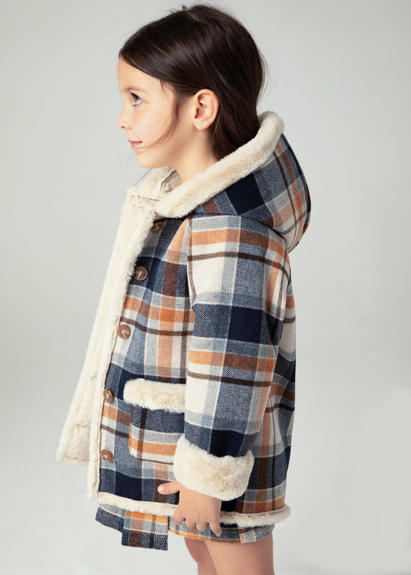 Girl Double-Face Checked Coat