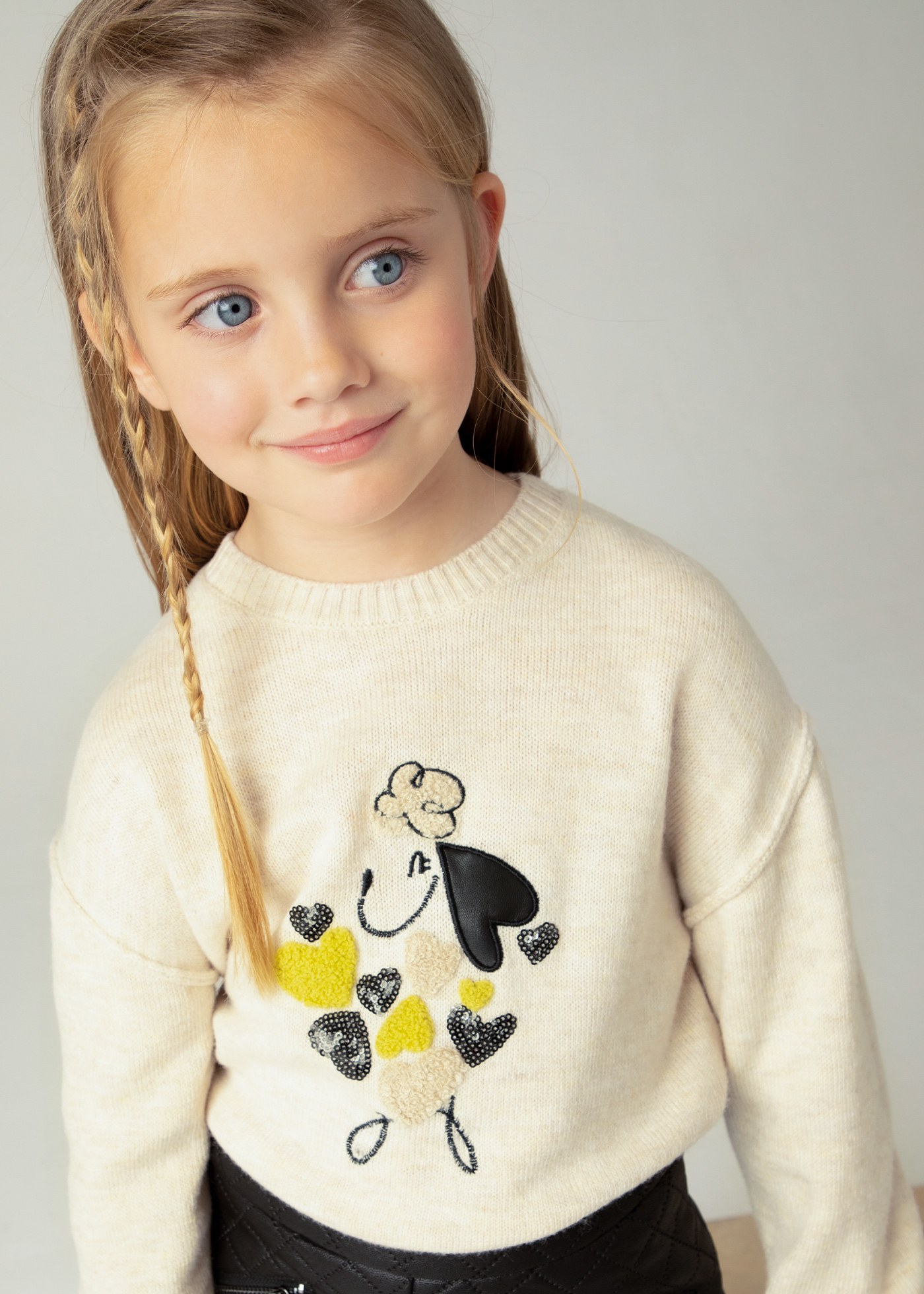 Embroidered sweater dog for girls