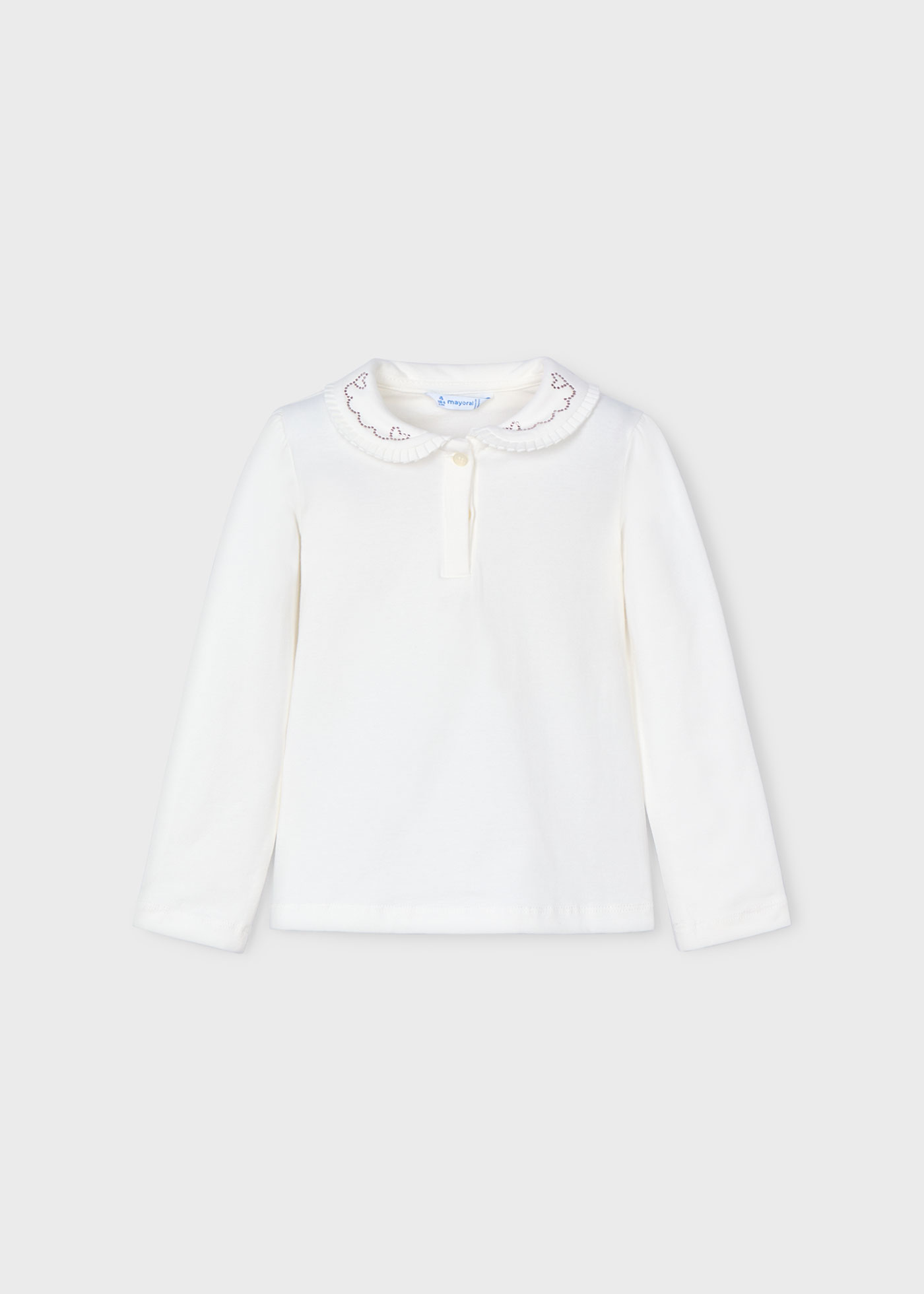 Girl Polo Shirt with Embellished Collar