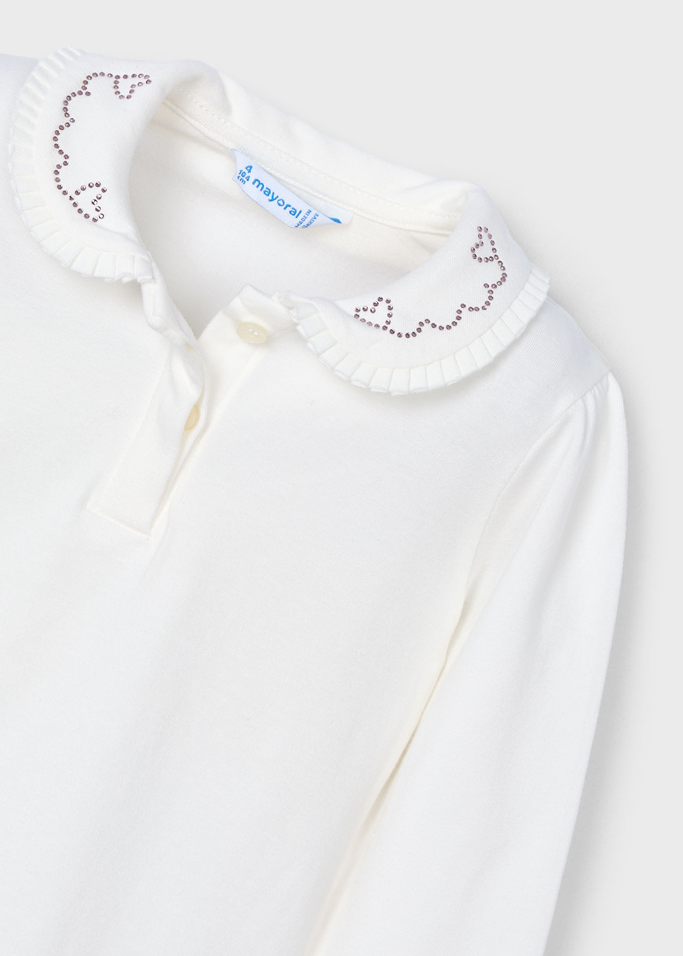 Girl Polo Shirt with Embellished Collar