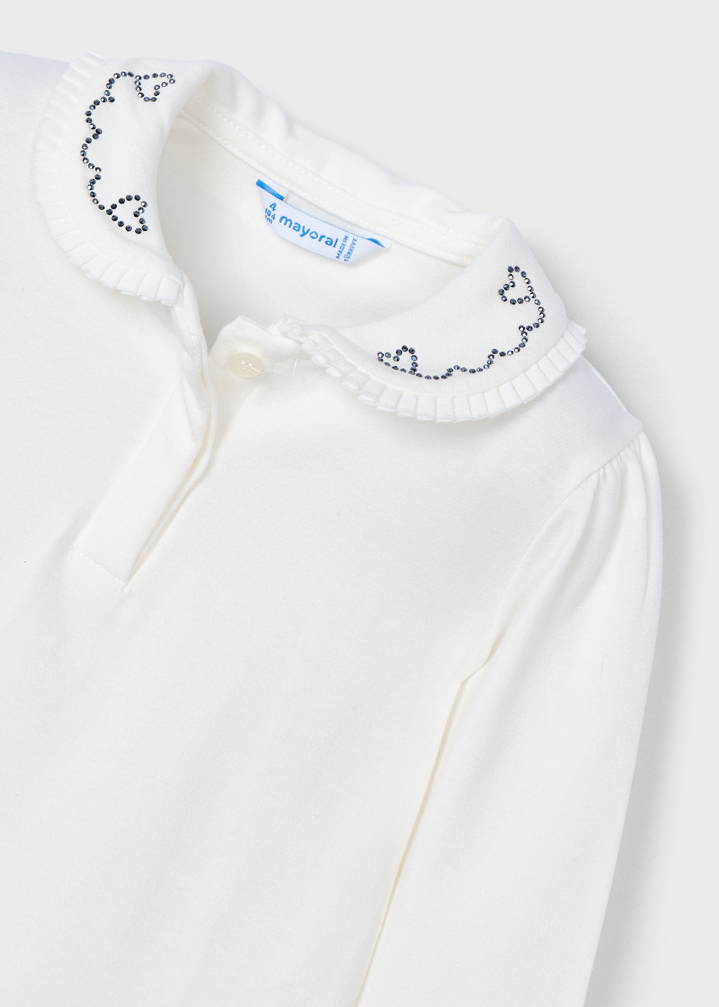 Girl Polo Shirt with Embellished Collar