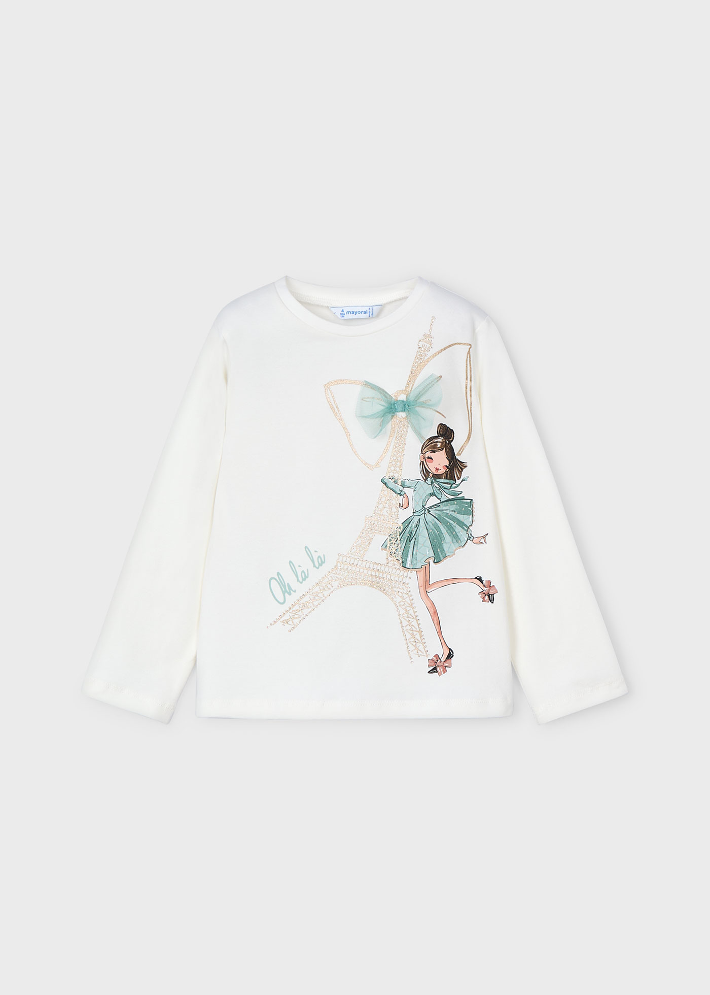 Playera estampado y aplique niña