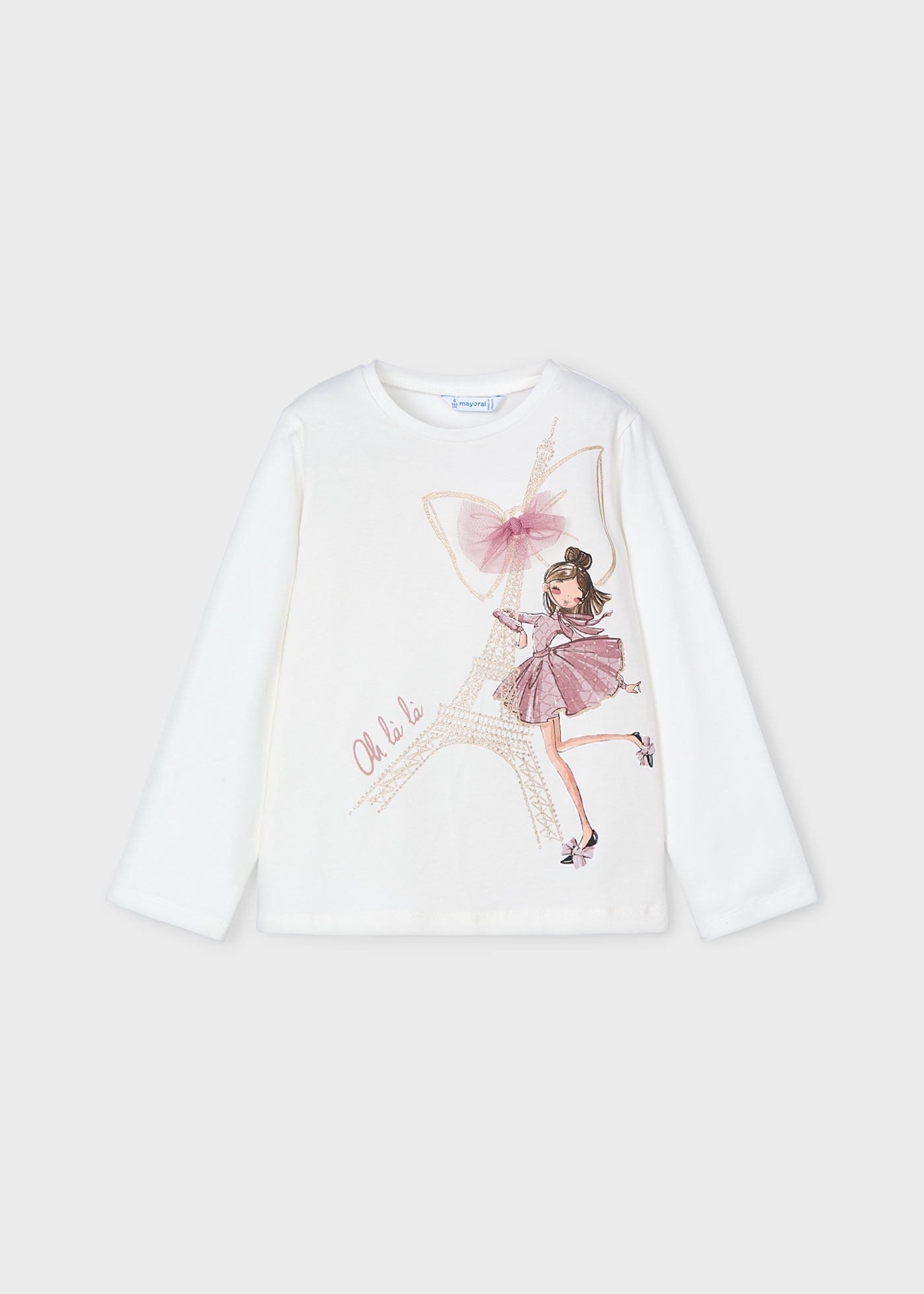 Playera estampado y aplique niña