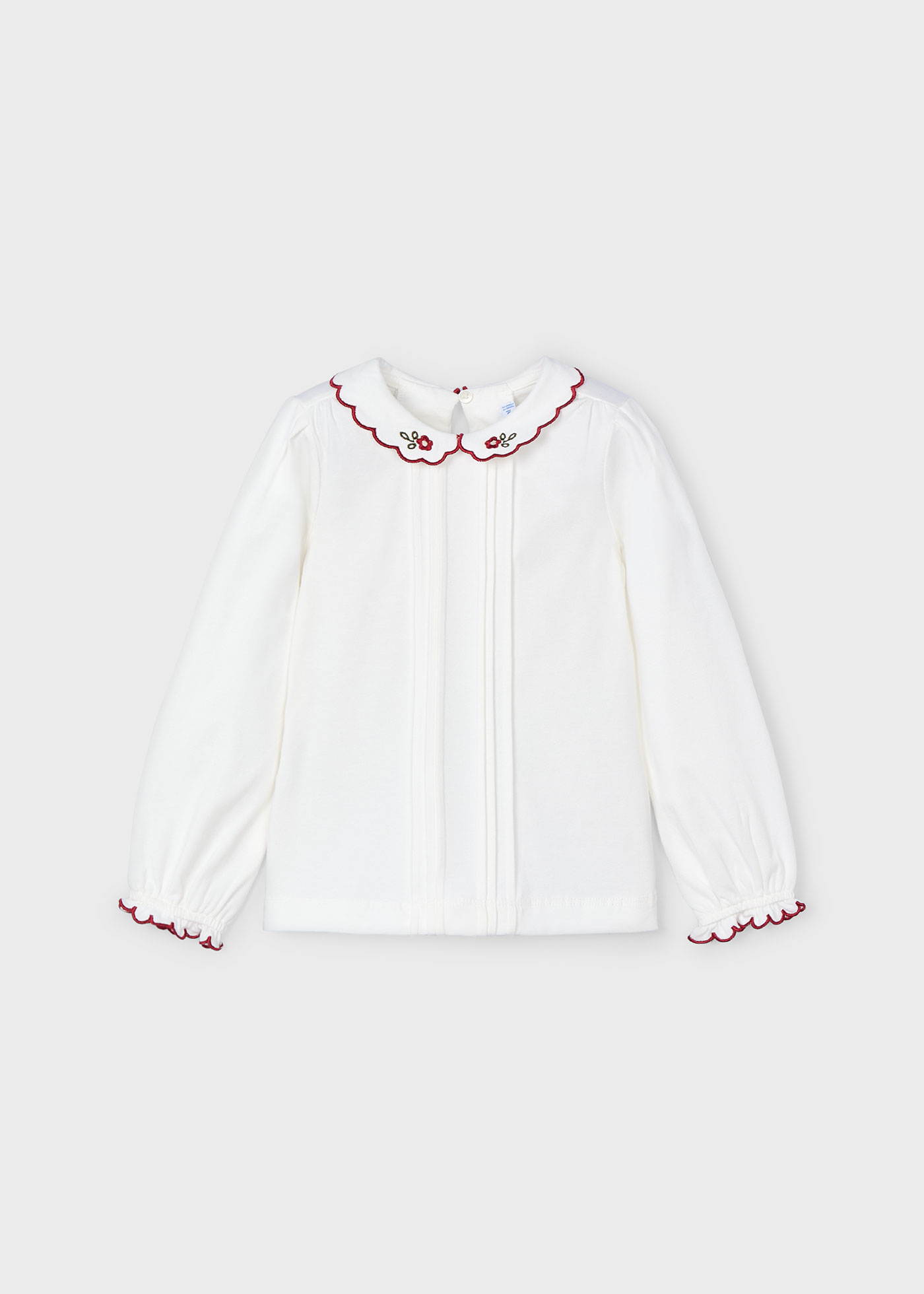 Blouse col brodé fille