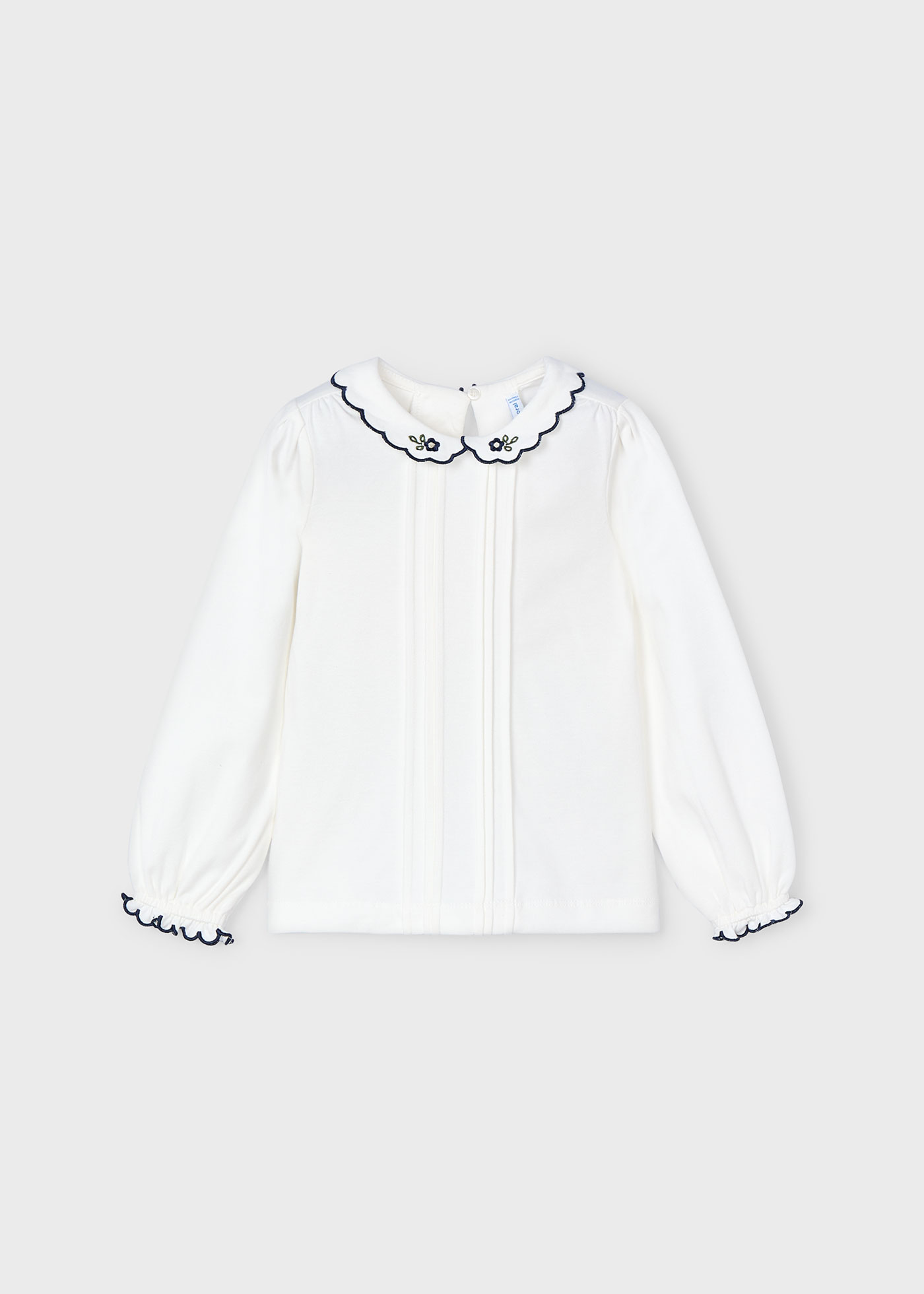 Blouse col brodé fille