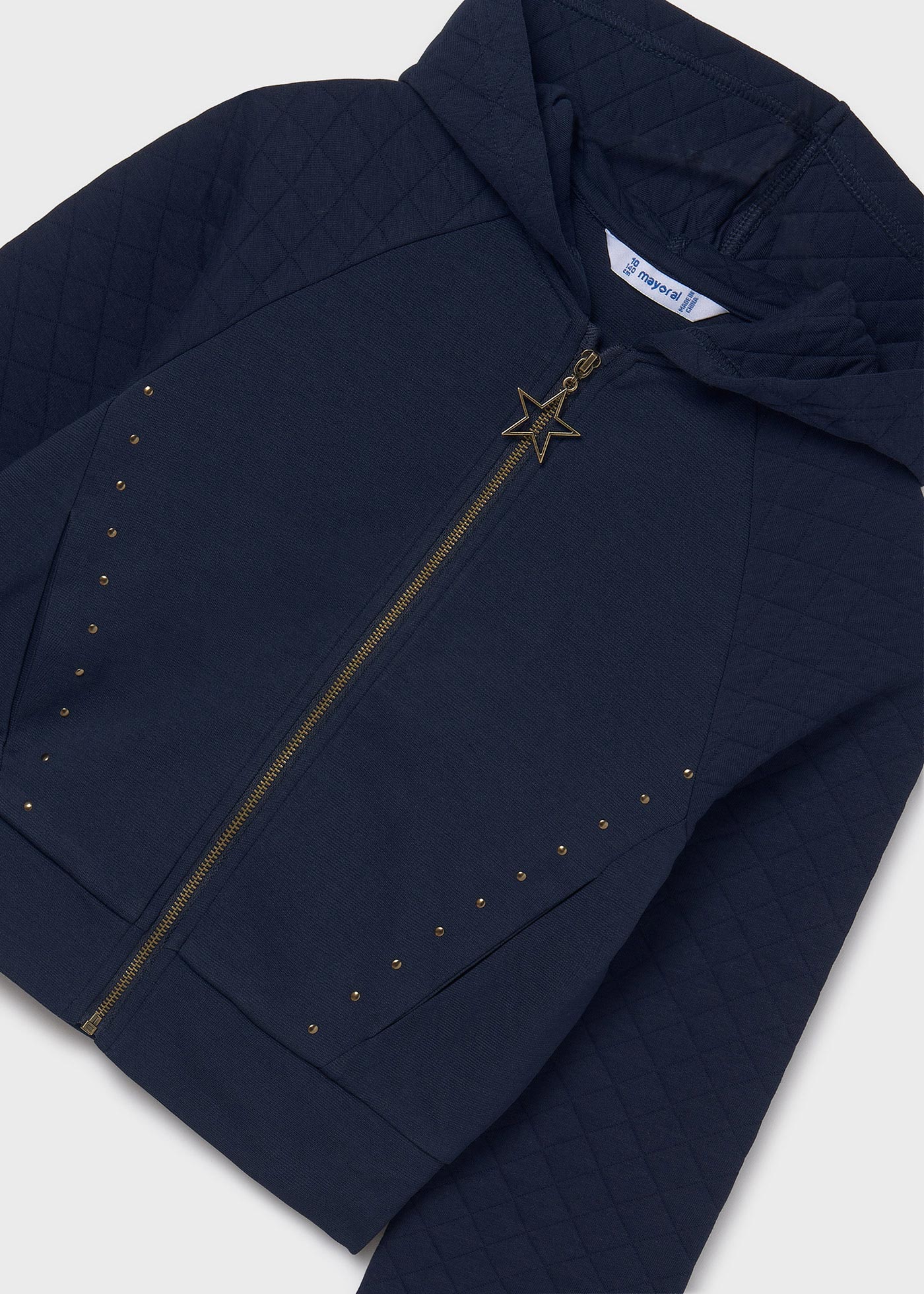 Sudadera cremallera tachuelas chica