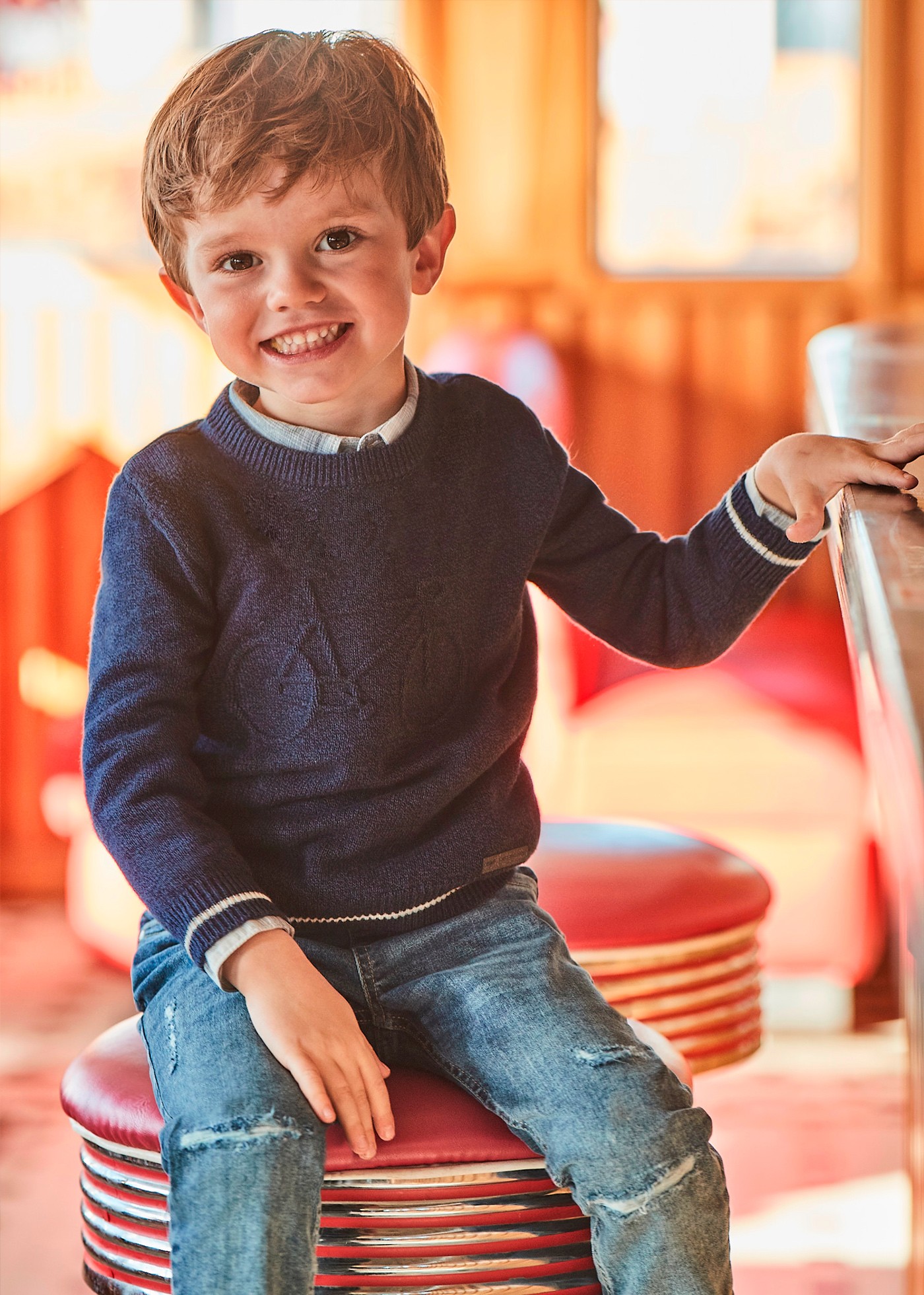 Boy Embossed Bike Sweater