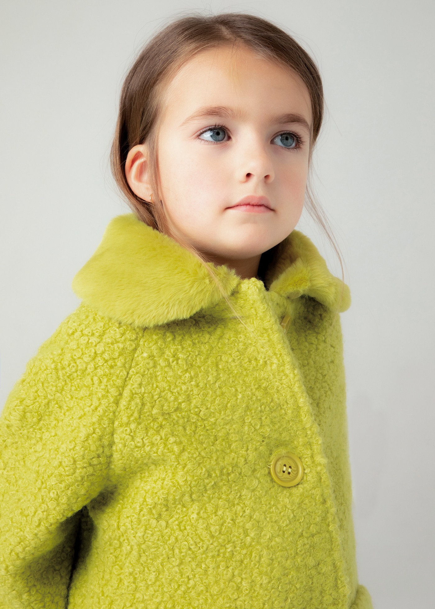 Girl Teddy Coat with Fur Collar