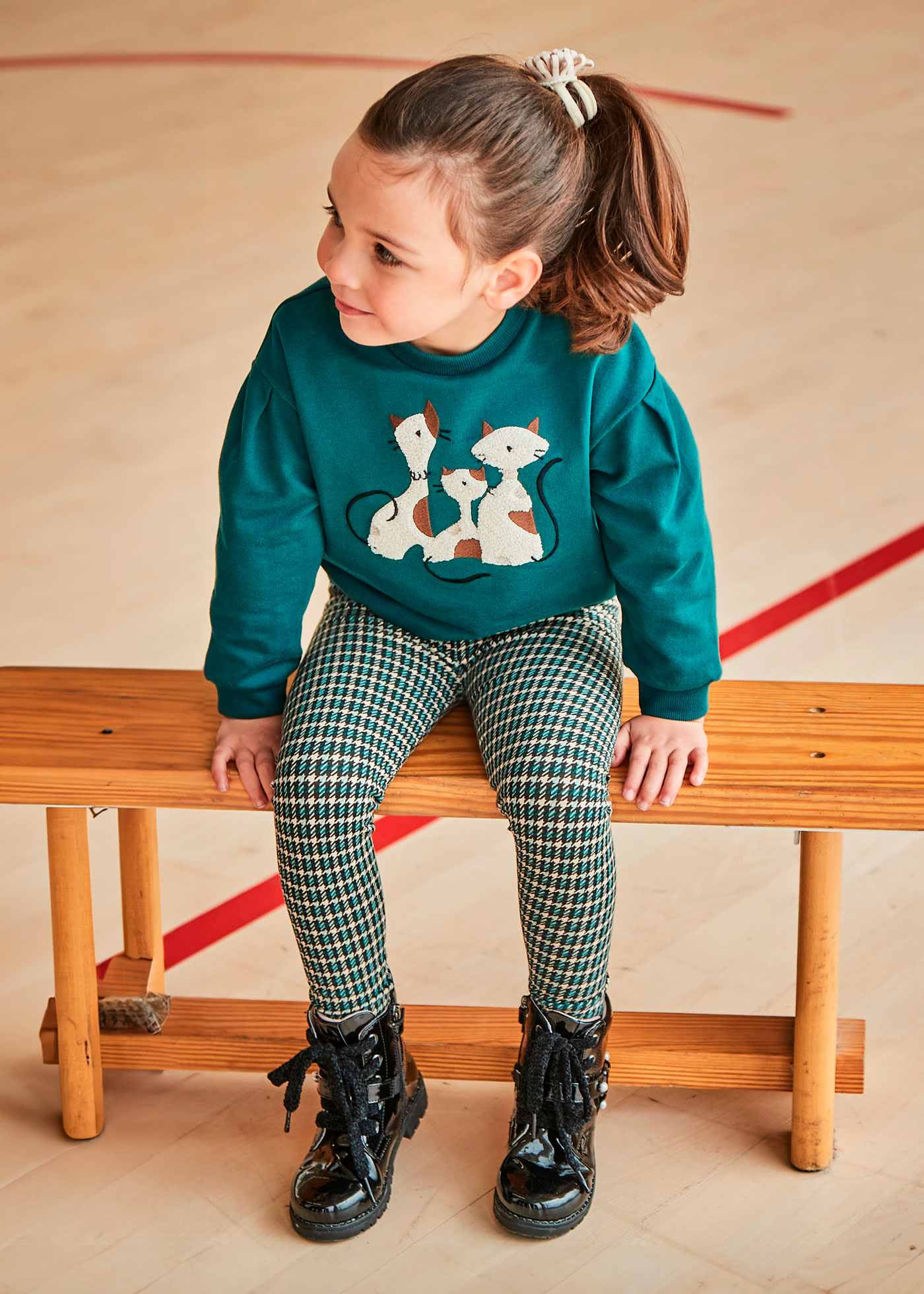 Set Leggings gemustert und Sweatshirt Mädchen