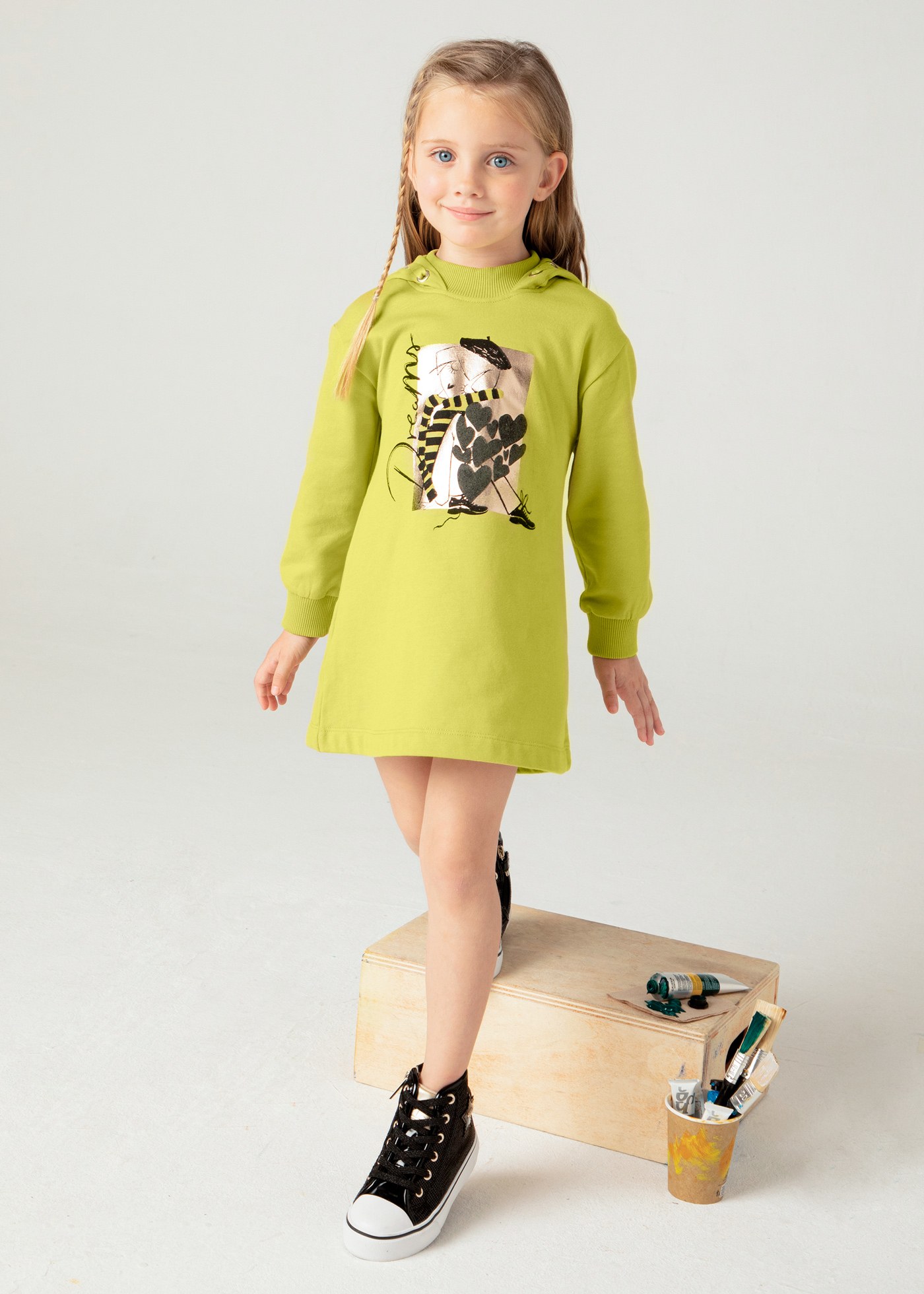 Girl Print Sweatshirt Dress