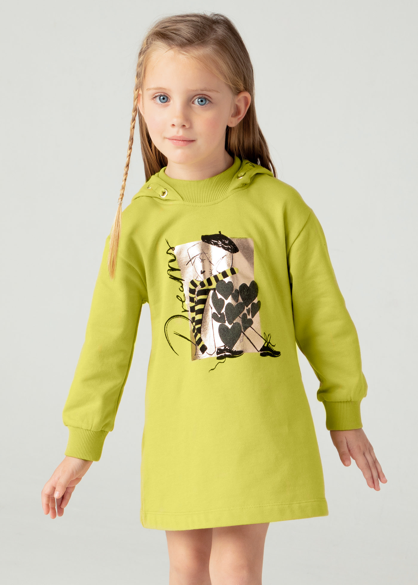 Vestito cappuccio casual bambina
