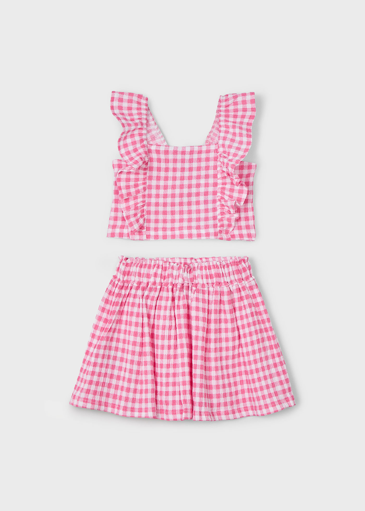 Completo gonna strutturata quadri bambina