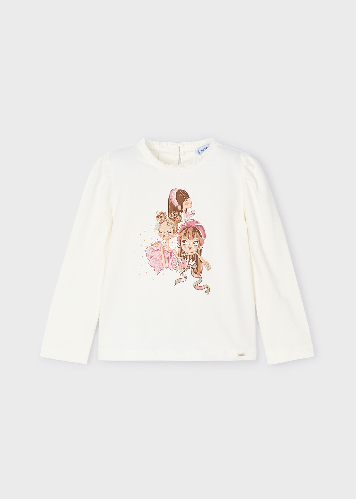 Camisola desenho folho gola menina