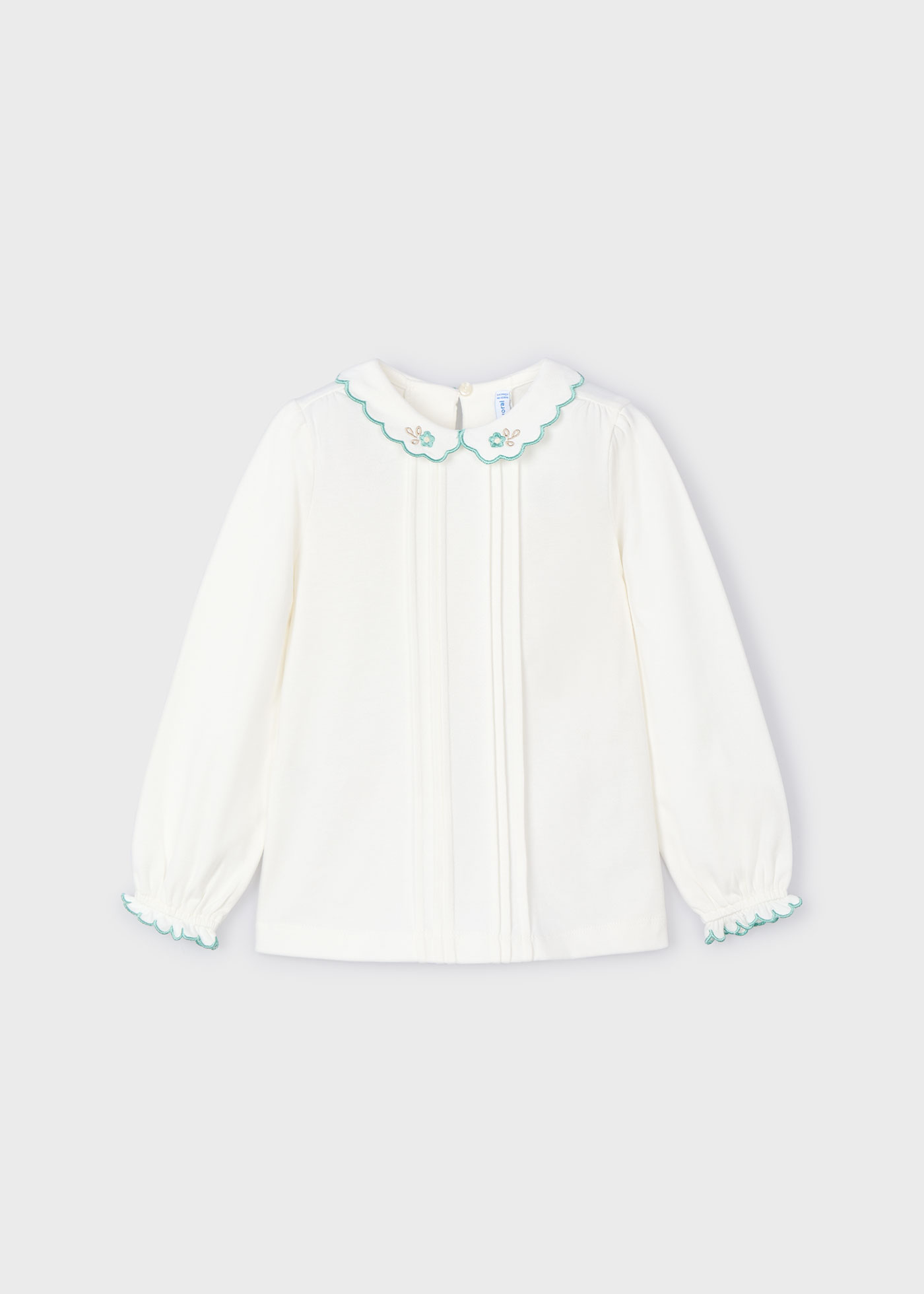 Blouse col brodé fille