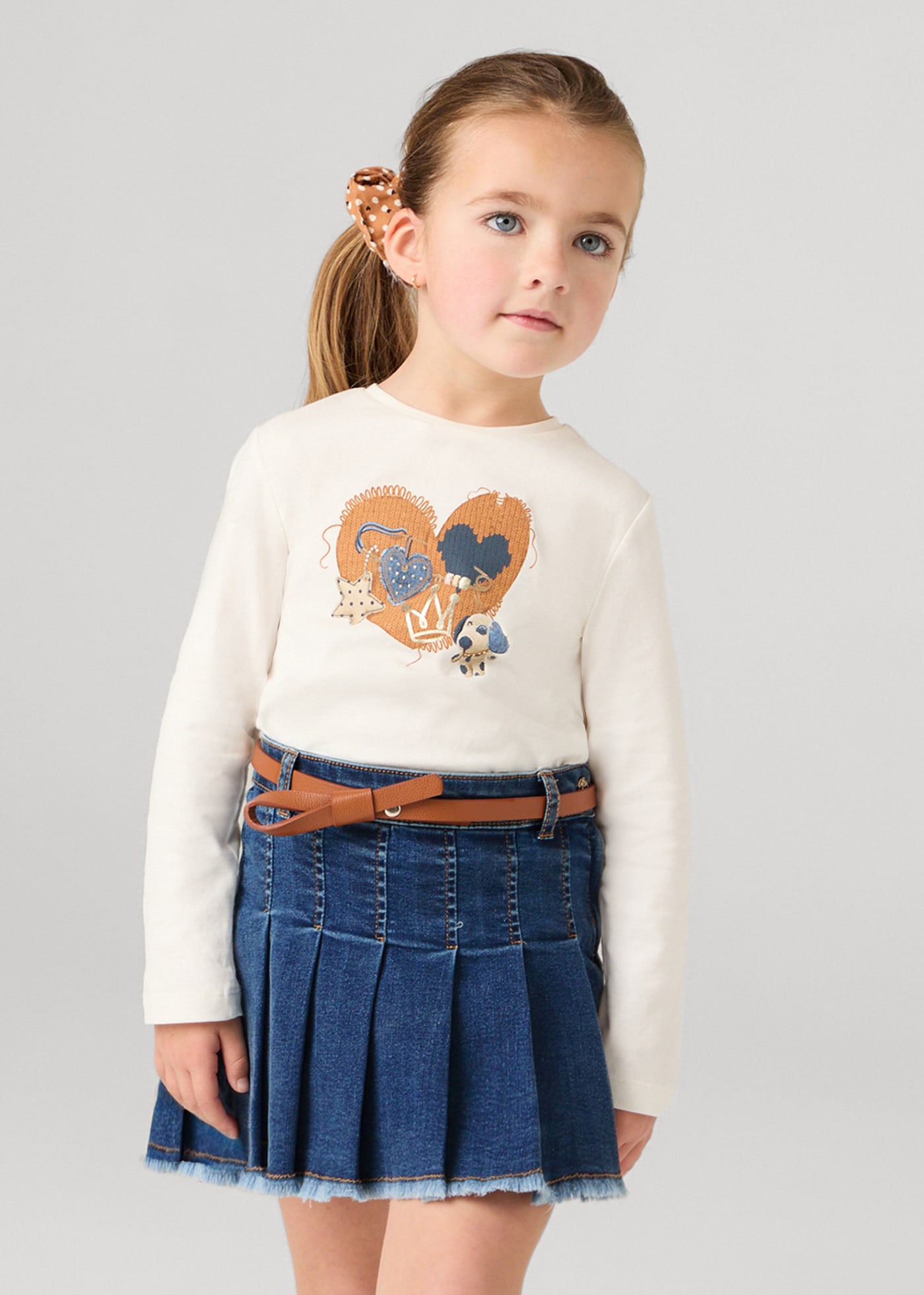 Jupe en denim avec ceinture fille