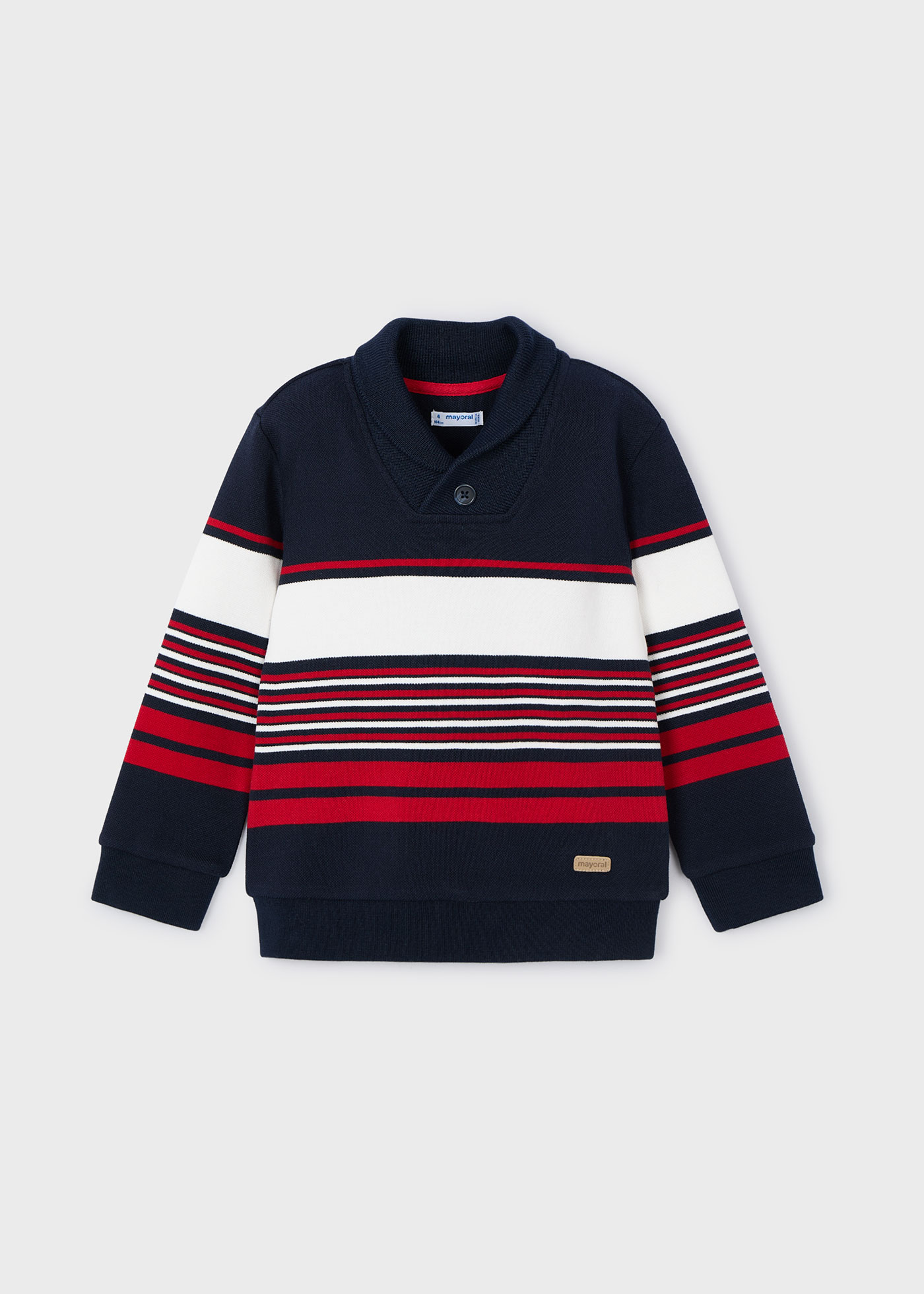 Boy Striped Wrap Collar Jumper