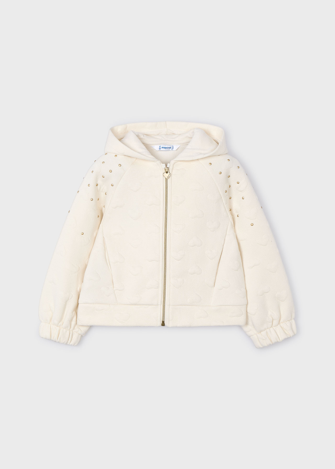 Sudadera cremallera estructura corazones niña