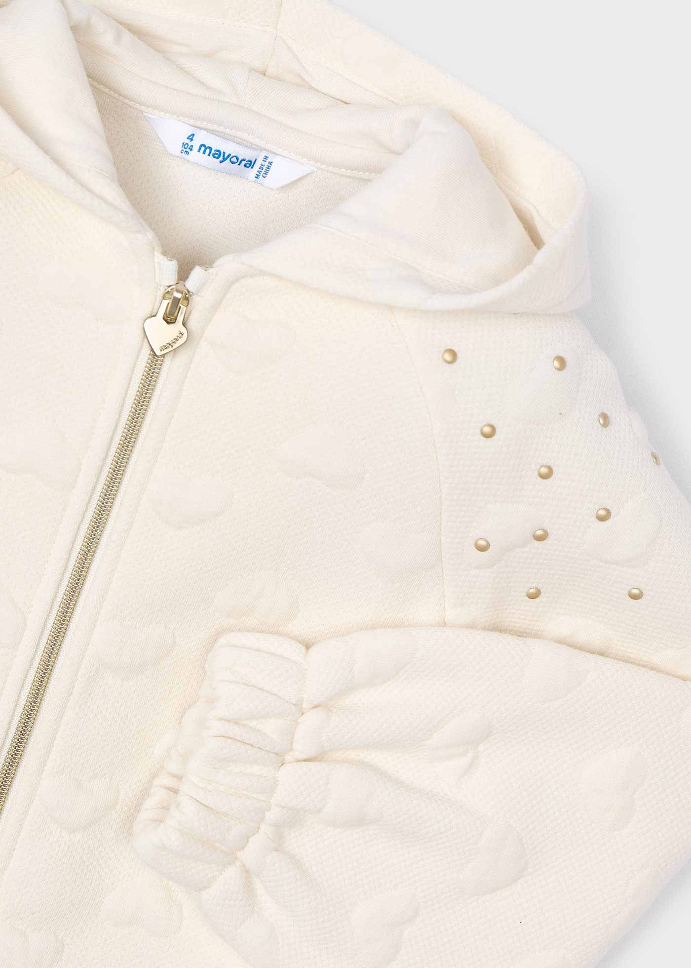Sudadera cremallera estructura corazones niña