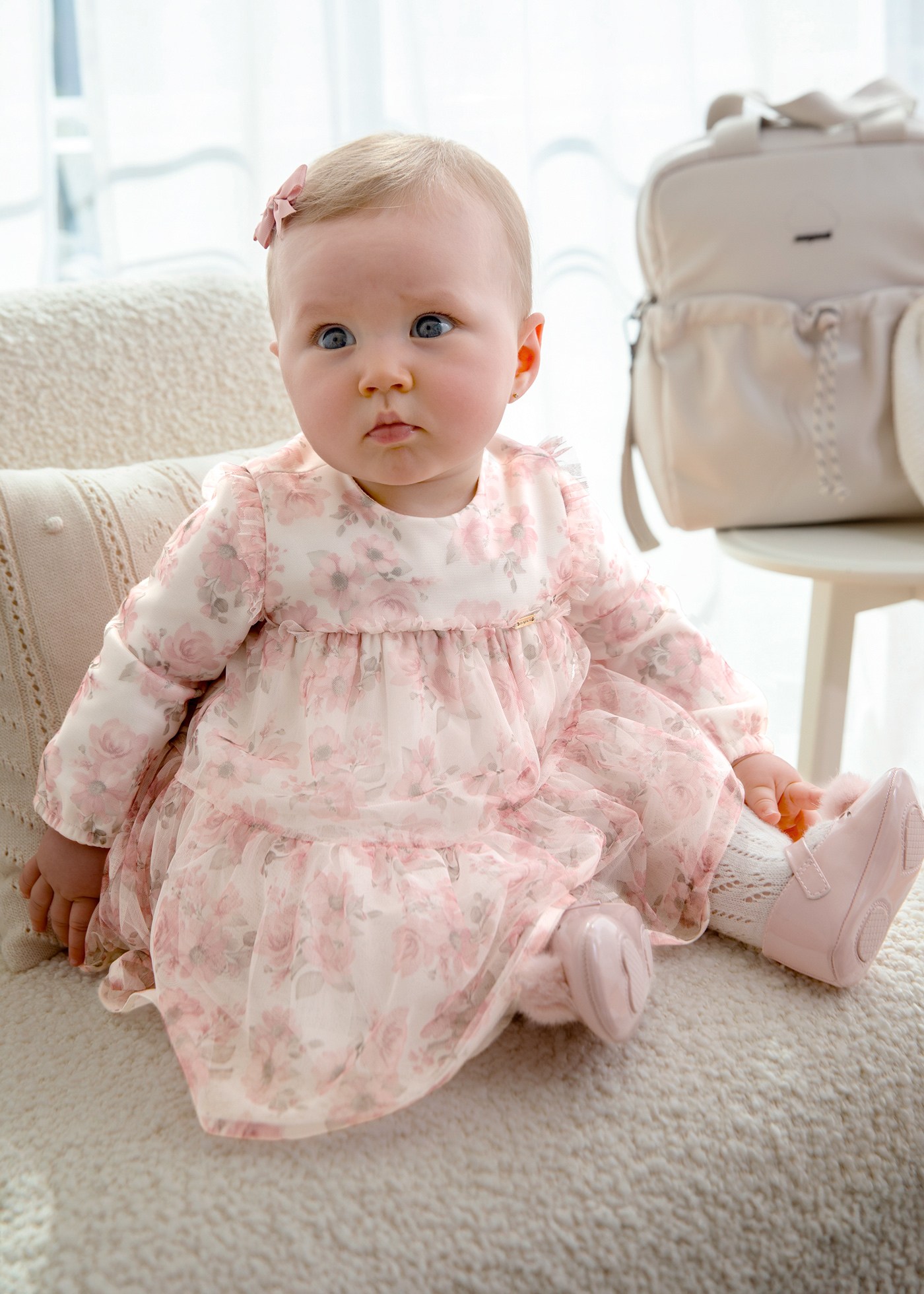 Newborn Girl Tulle Dress Blush Mayoral