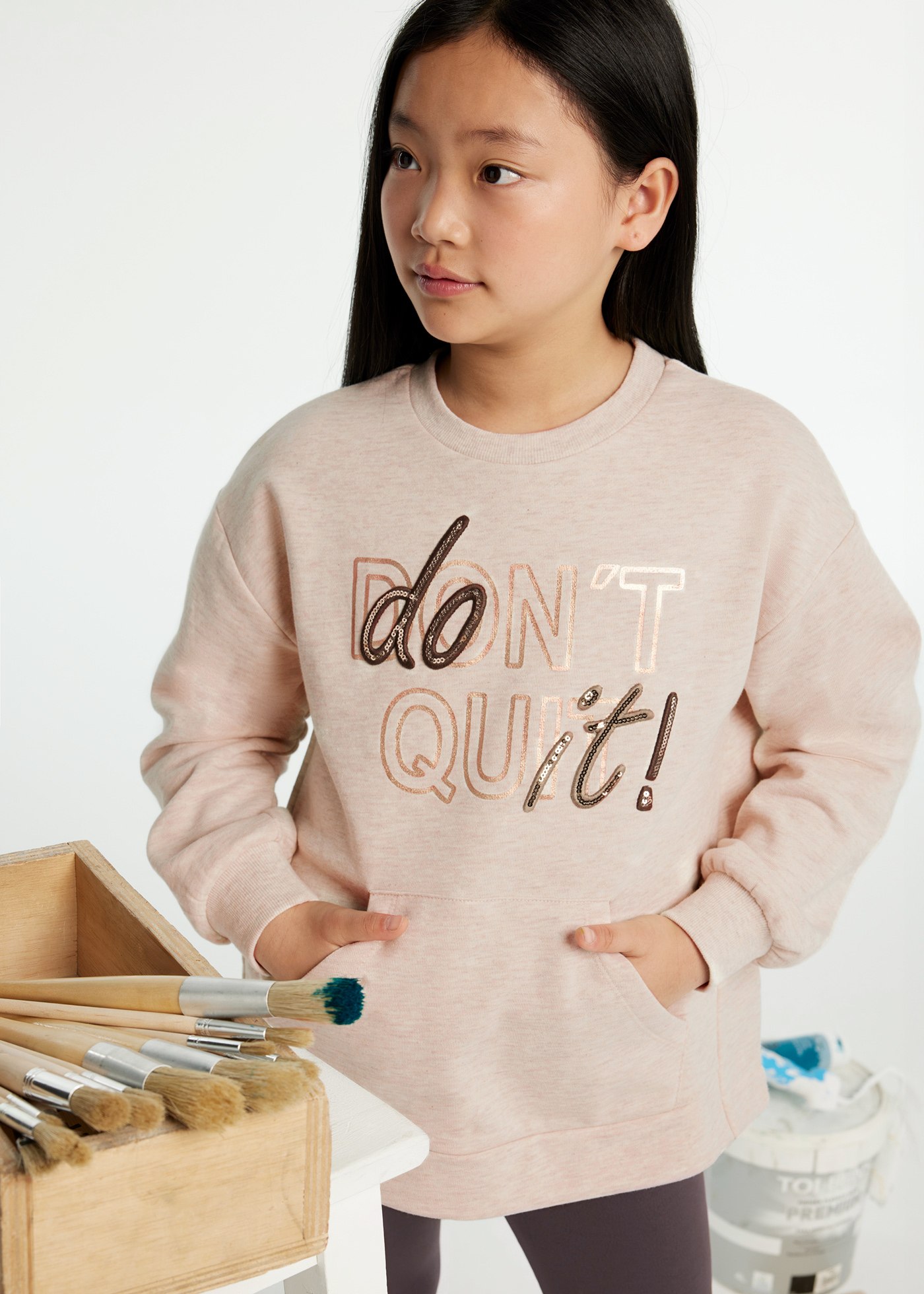 Set Leggings und Sweatshirt Text Teenager Mädchen