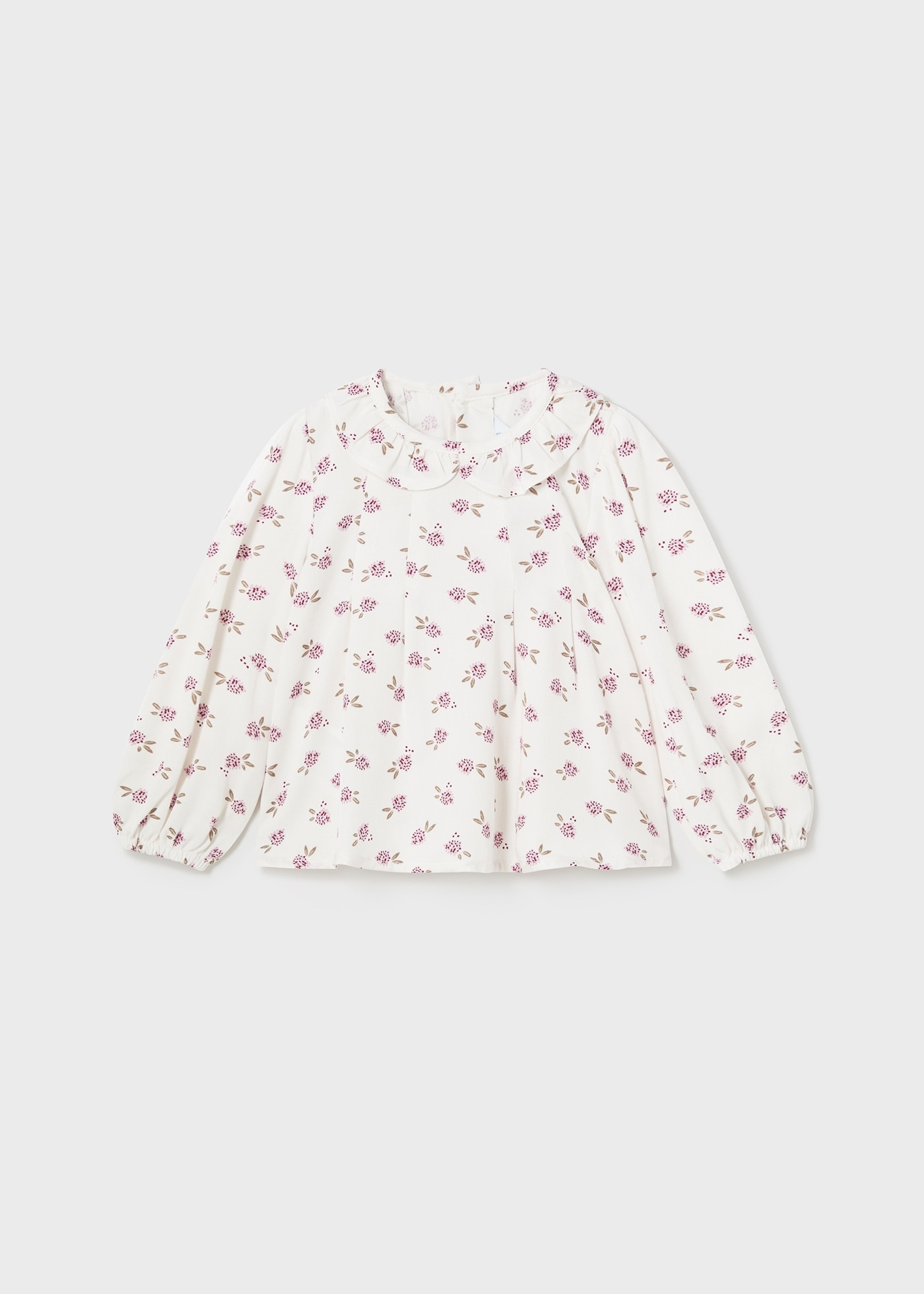 Blouse fleurs col à volants bébé