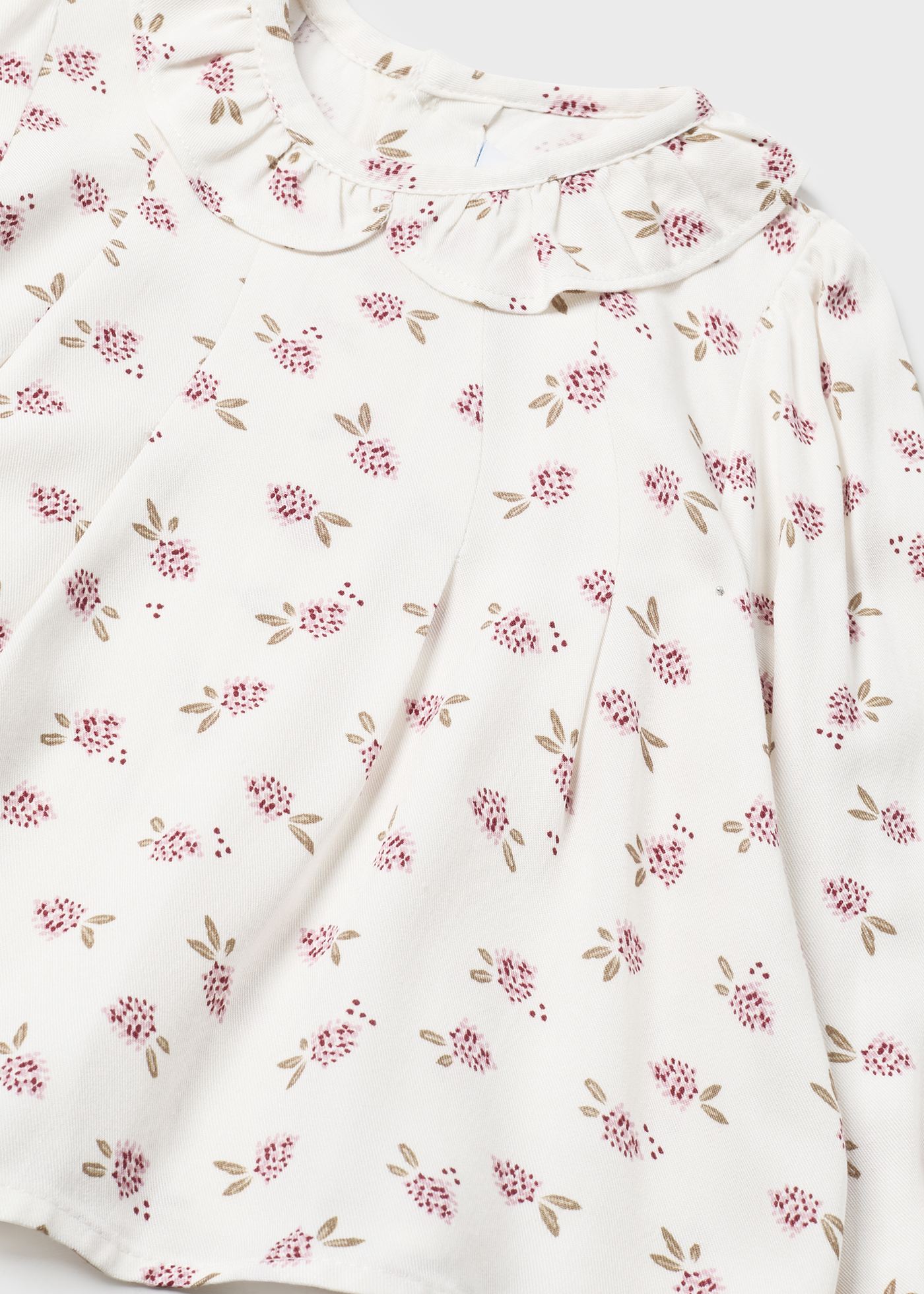 Blouse fleurs col à volants bébé