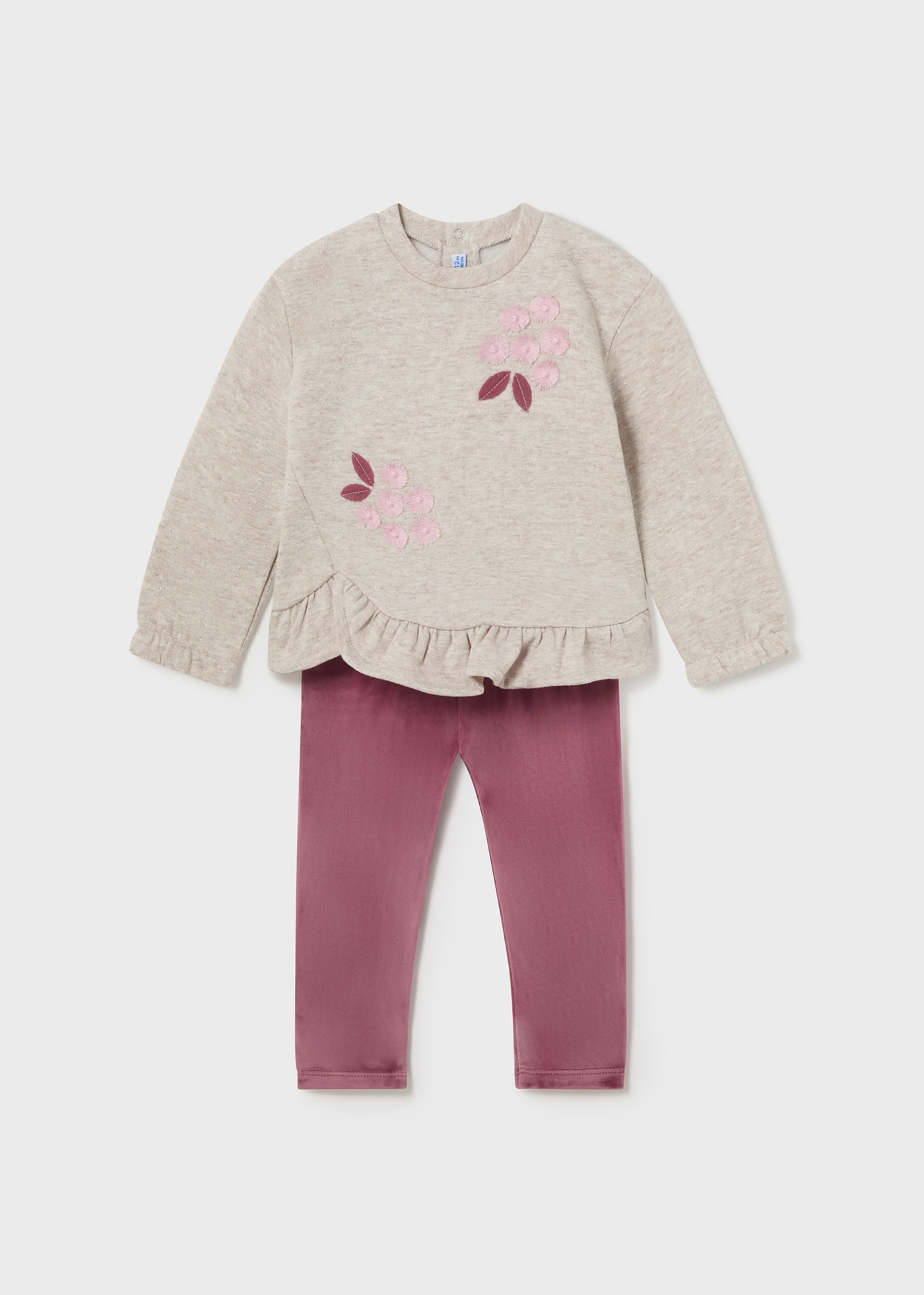 Conjunto leggings e camisola folho bebé