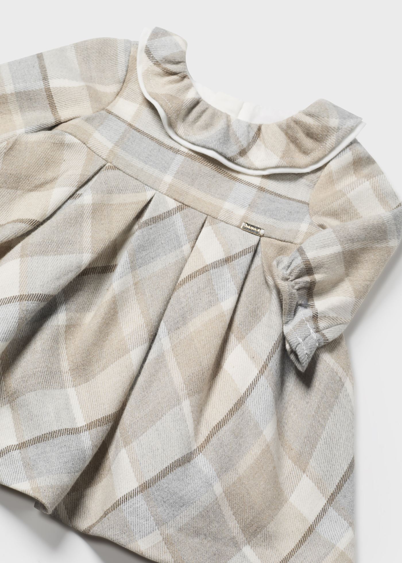 Newborn Girl Tartan Ruffle Neck Dress