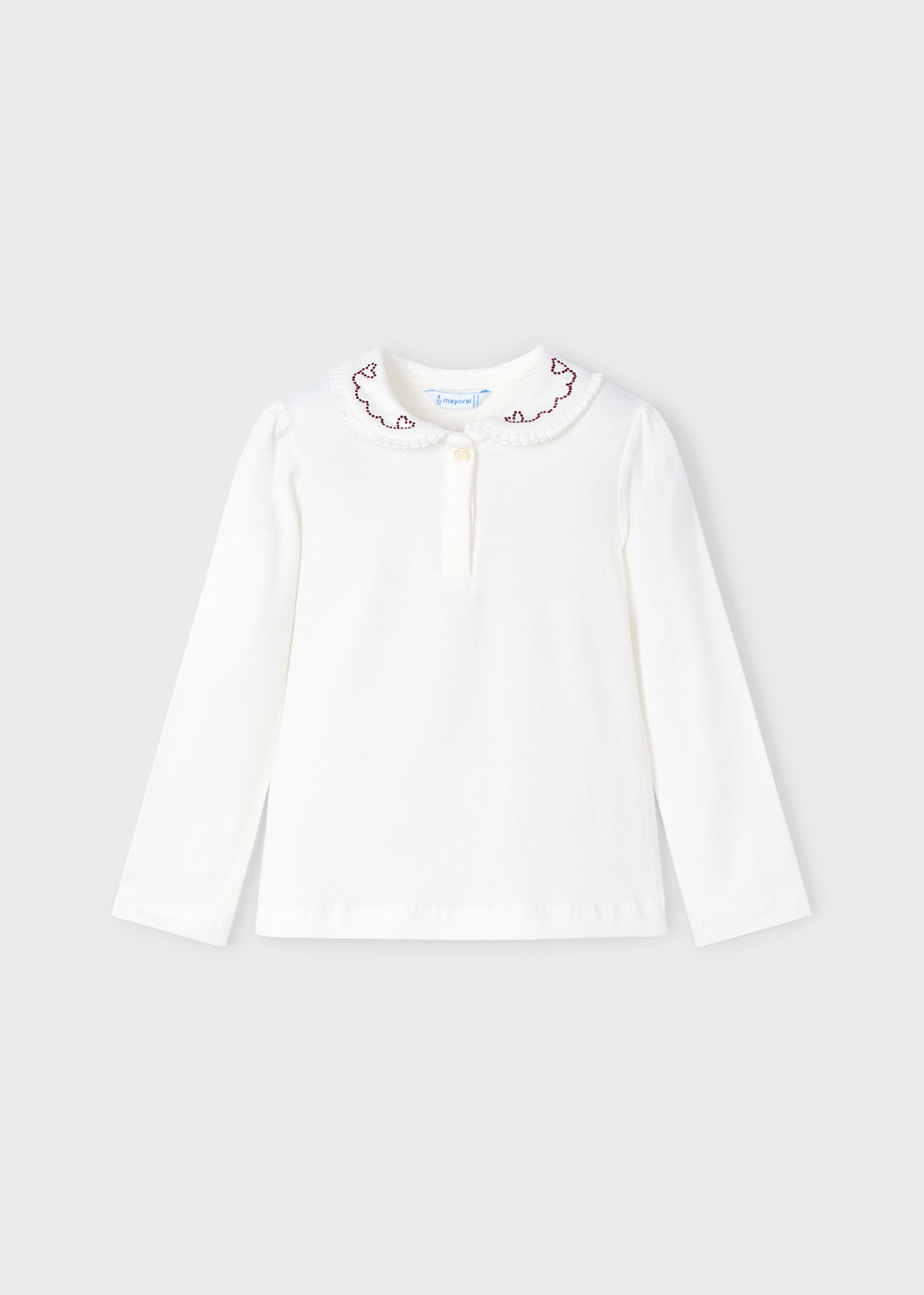 Girl Polo Shirt with Embellished Collar