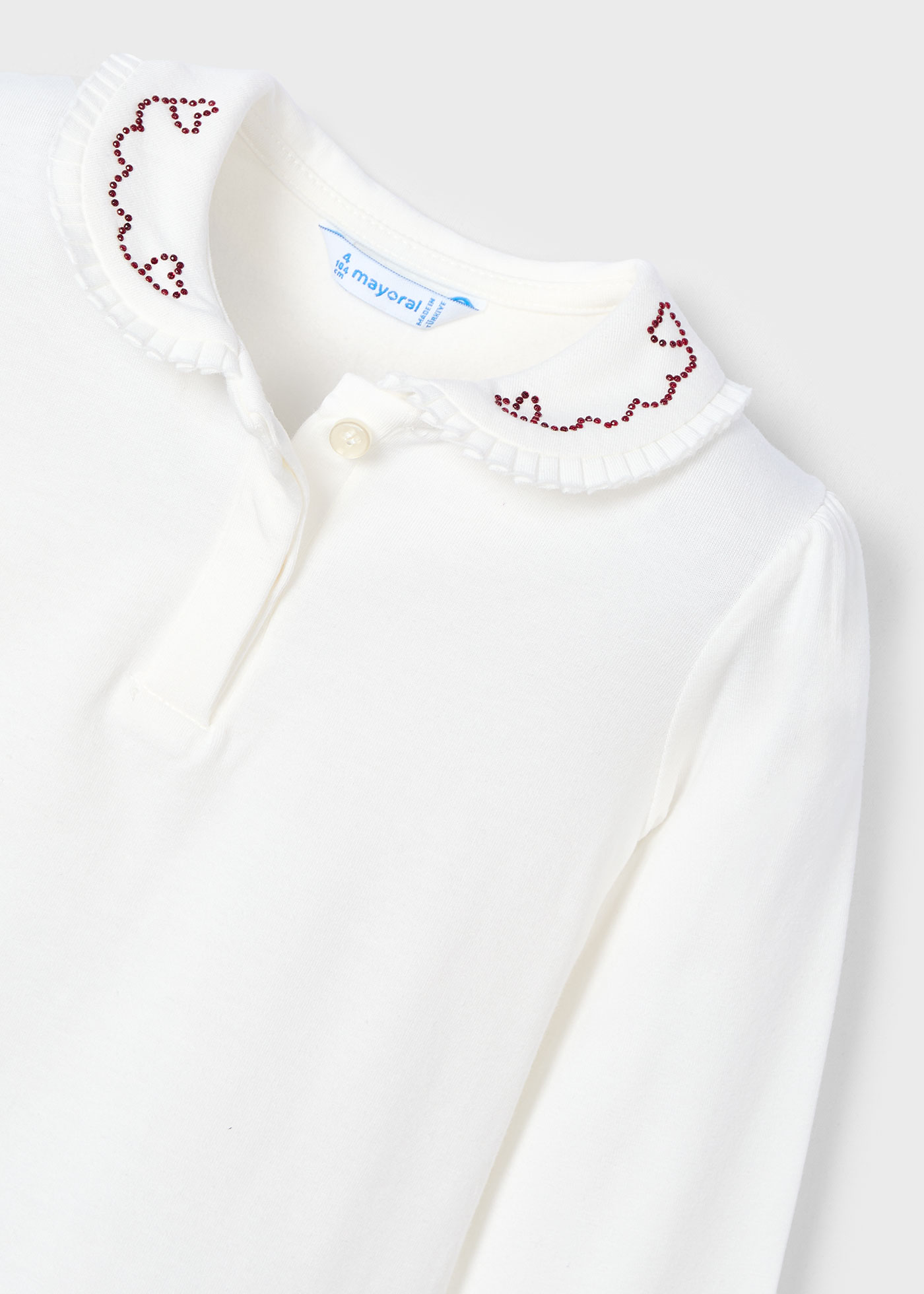 Girl Polo Shirt with Embellished Collar