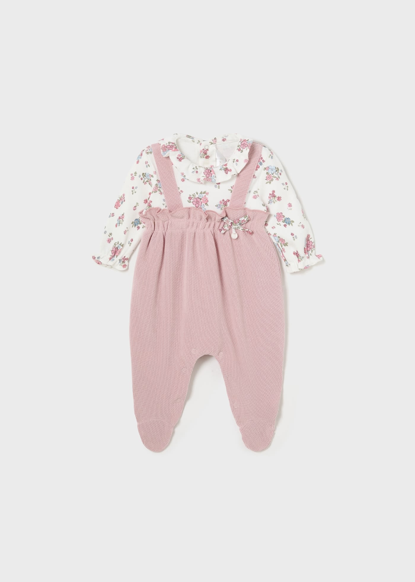 Newborn Girl Floral Dungarees Romper