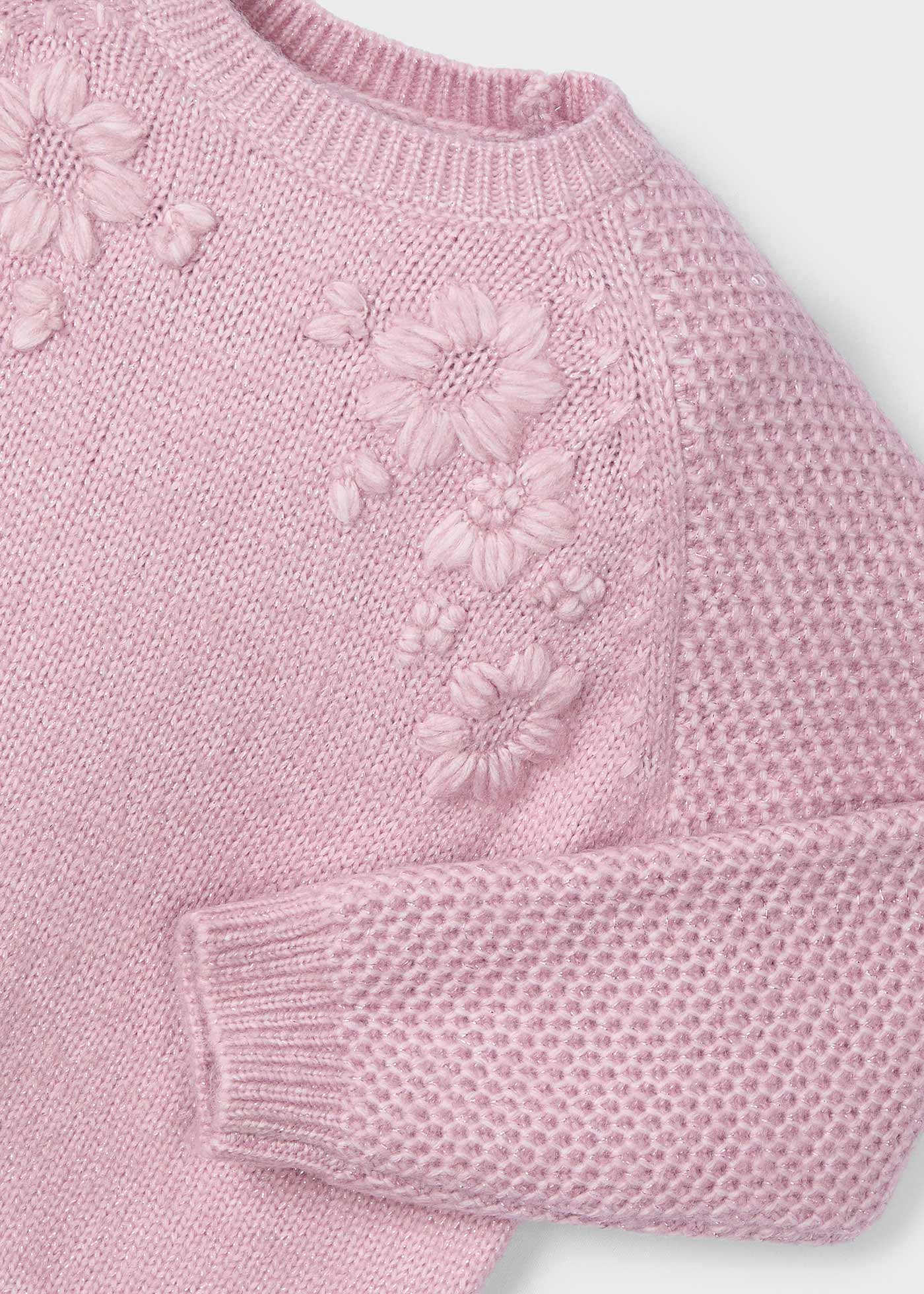 Girl Embroidered Flower Jumper