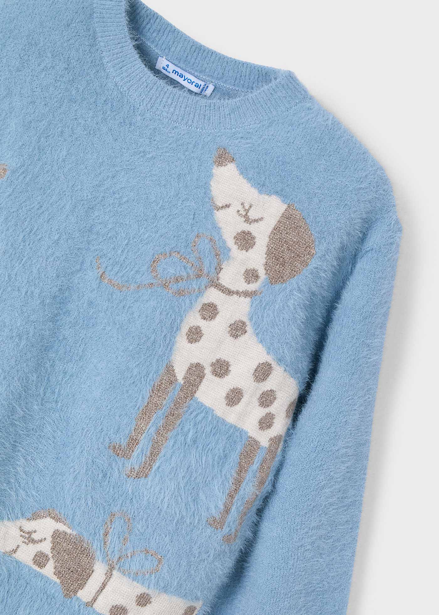 Pull en intarsia chiens fille