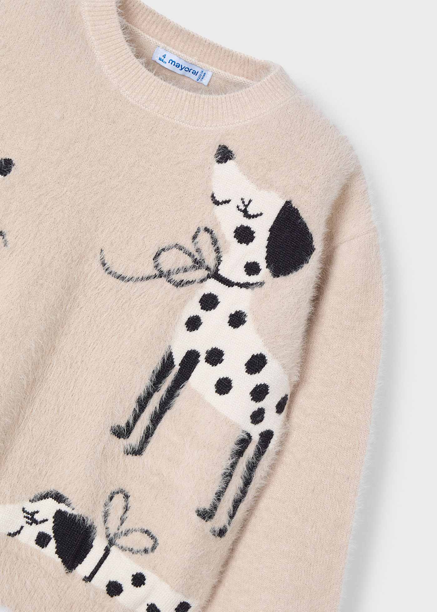 Girl Intarsia Puppy Jumper