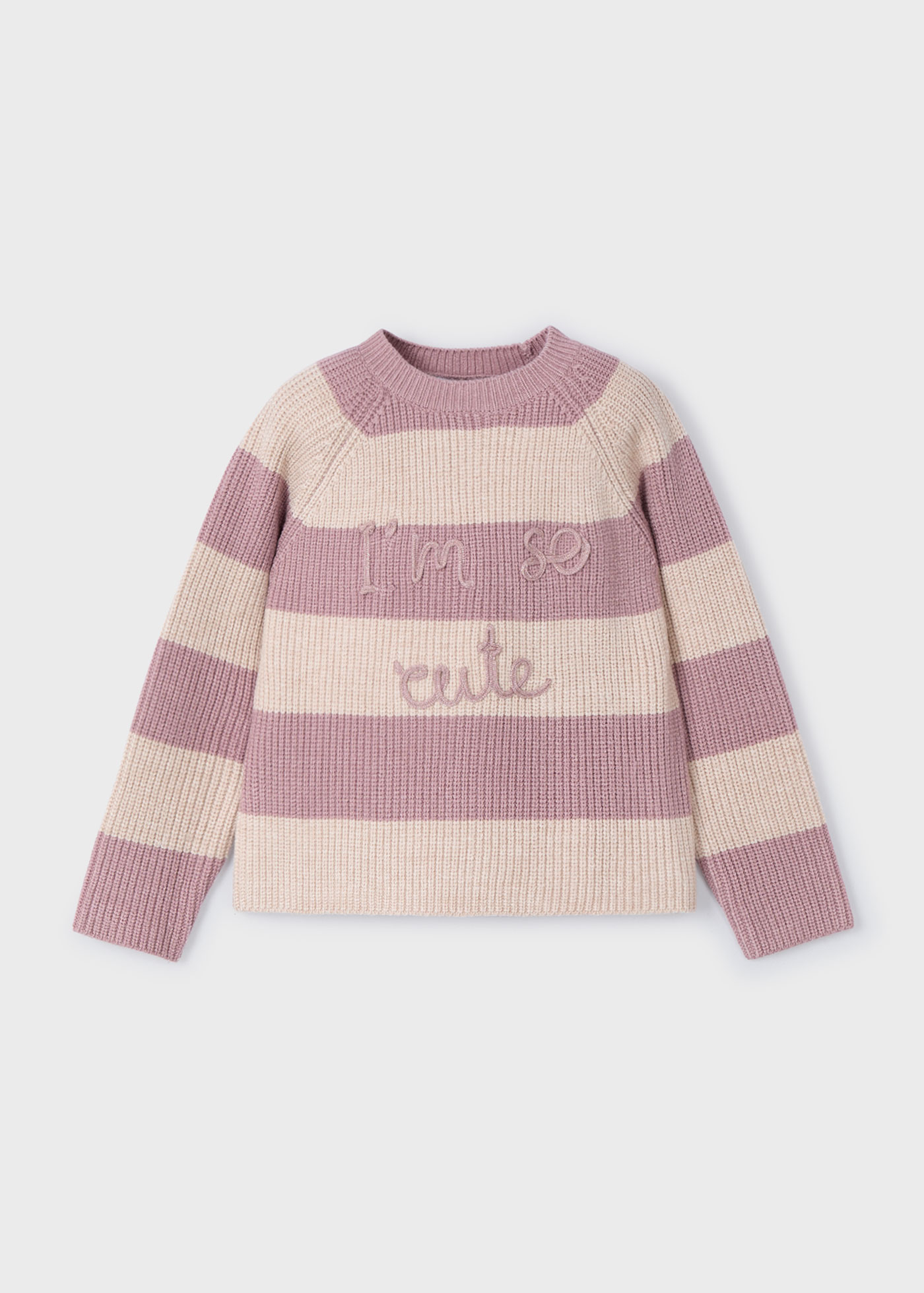 Girl Striped Text Sweater