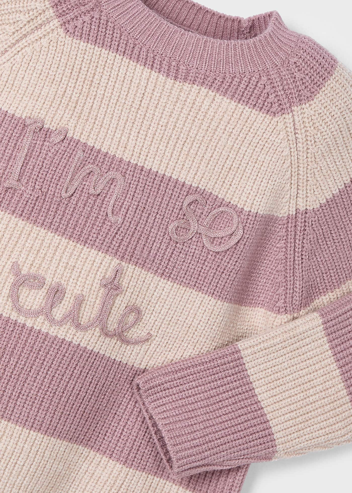 Girl Striped Text Sweater