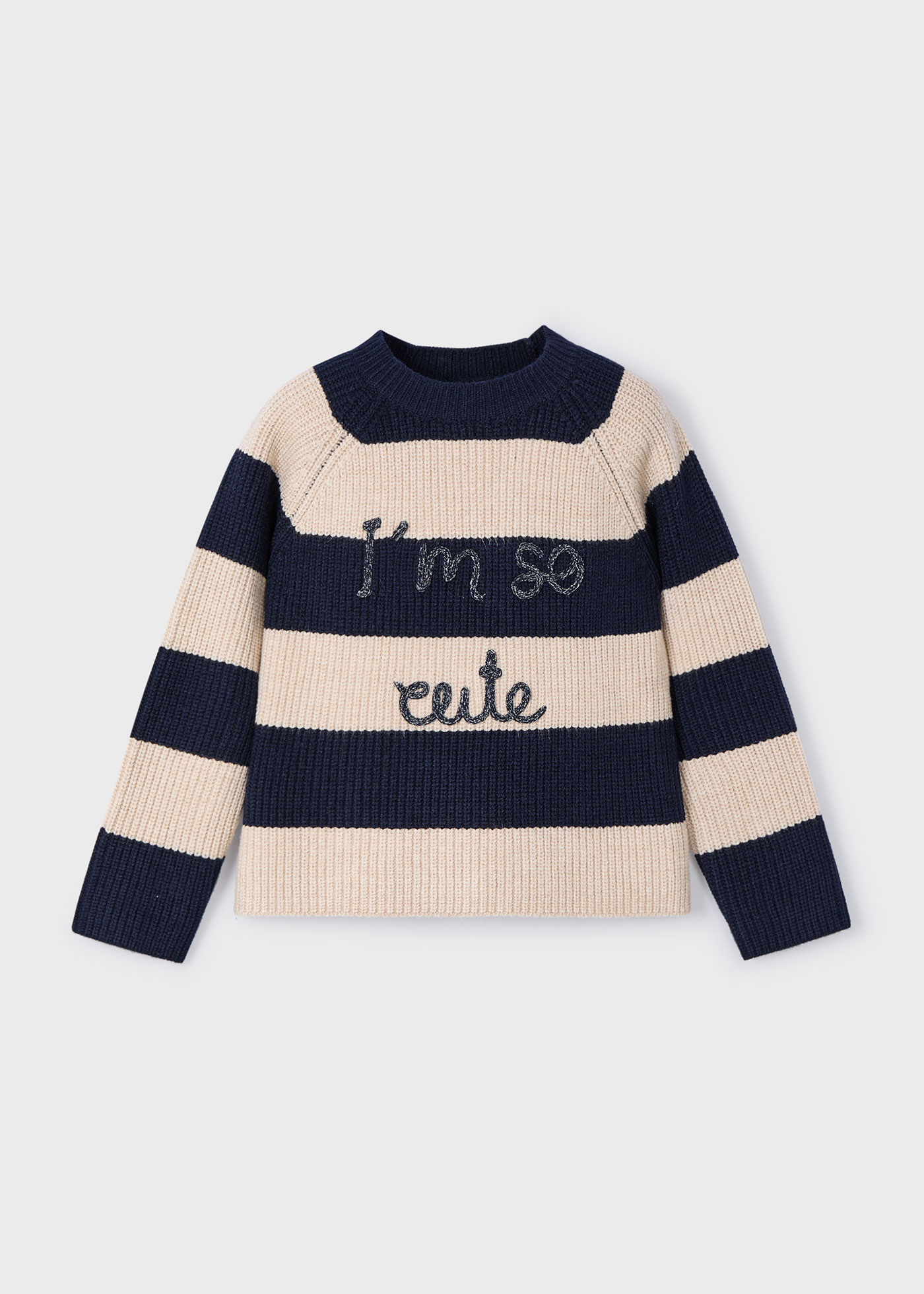 Pull rayé texte fille