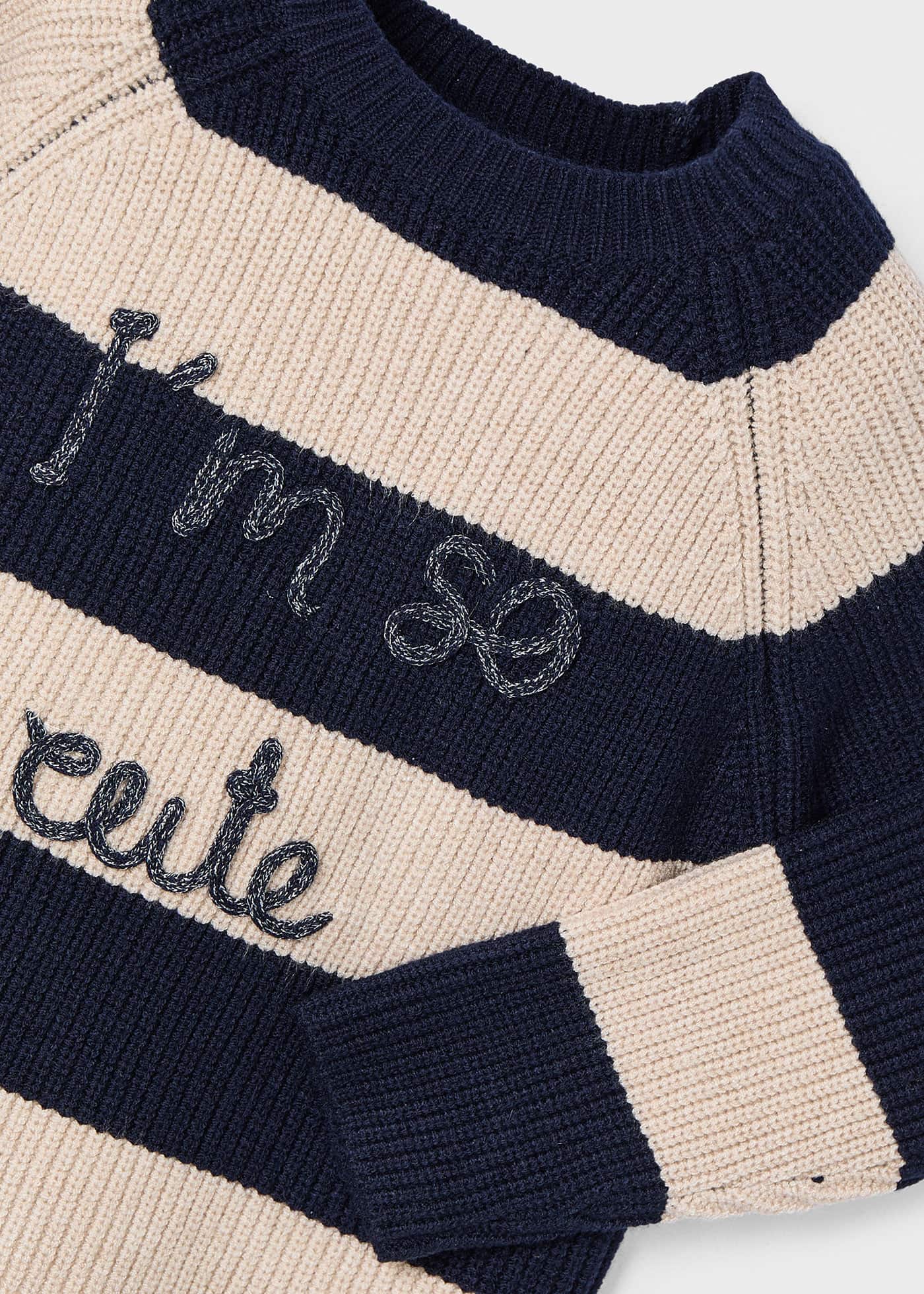 Girl Striped Text Sweater