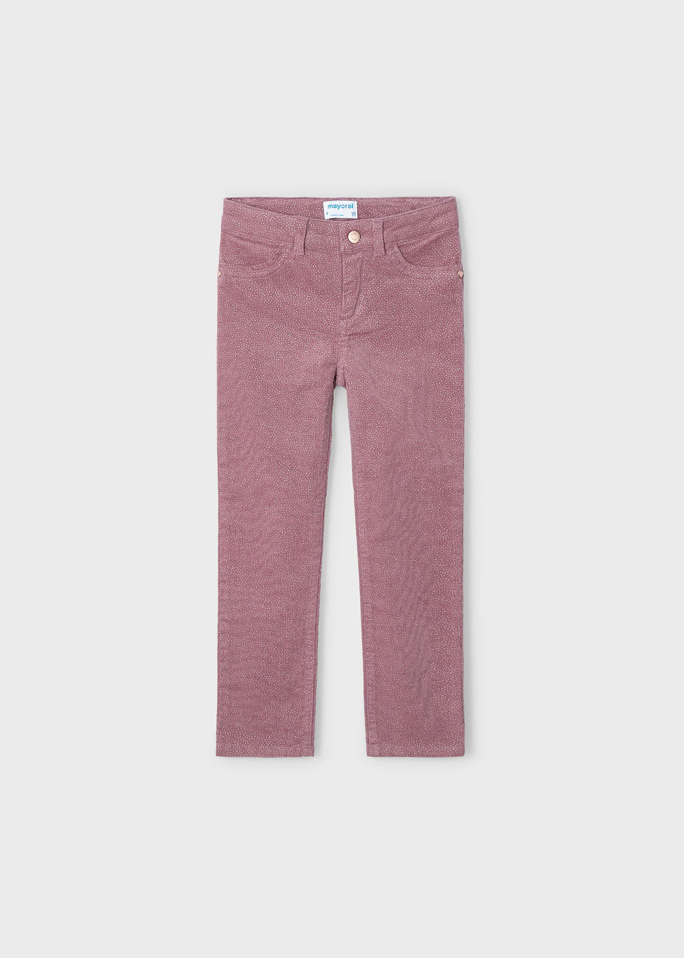 Pantalon slim en velours côtelé brillant fille