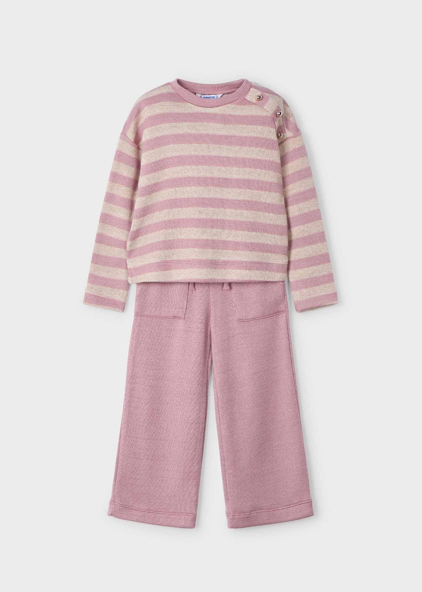 Completo pantalone e felpa righe bambina