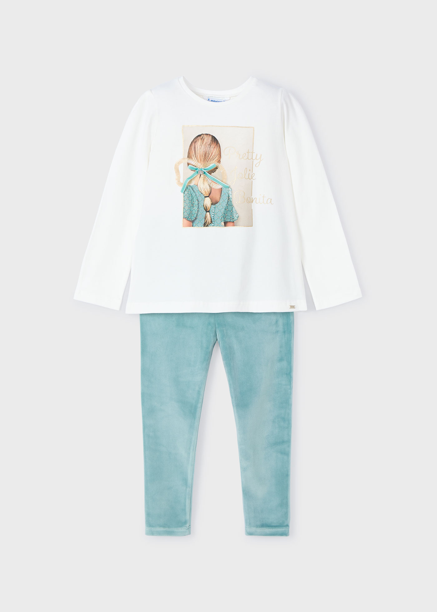 Girl T-Shirt and Velvet Leggings Set