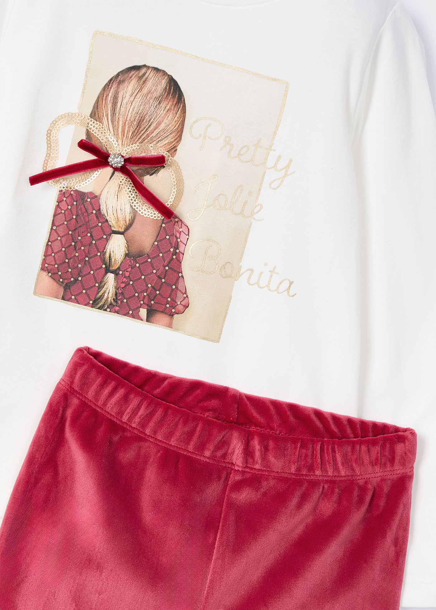 Girl T-Shirt and Velvet Leggings Set